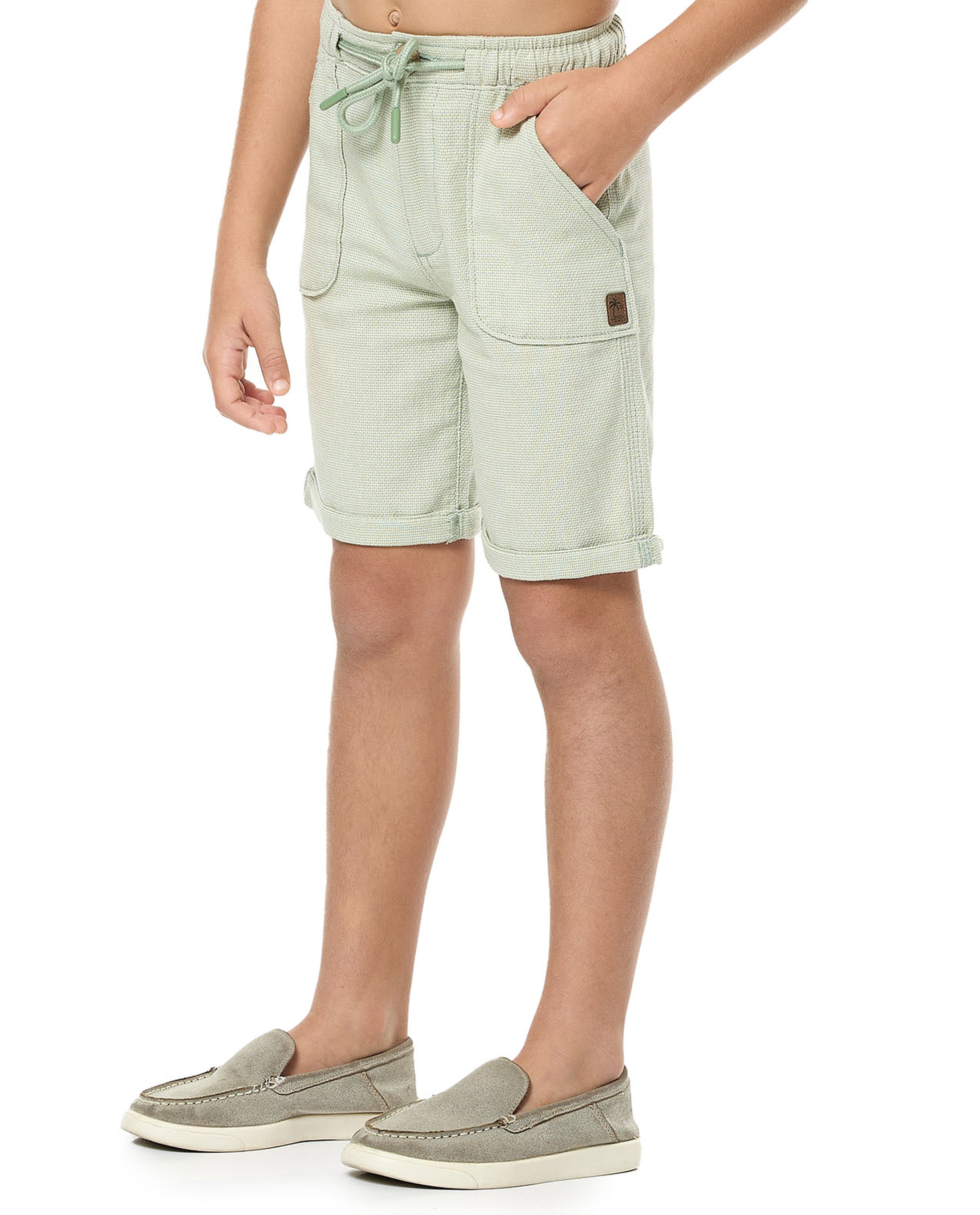 Textured Shorts with Drawstring Waist