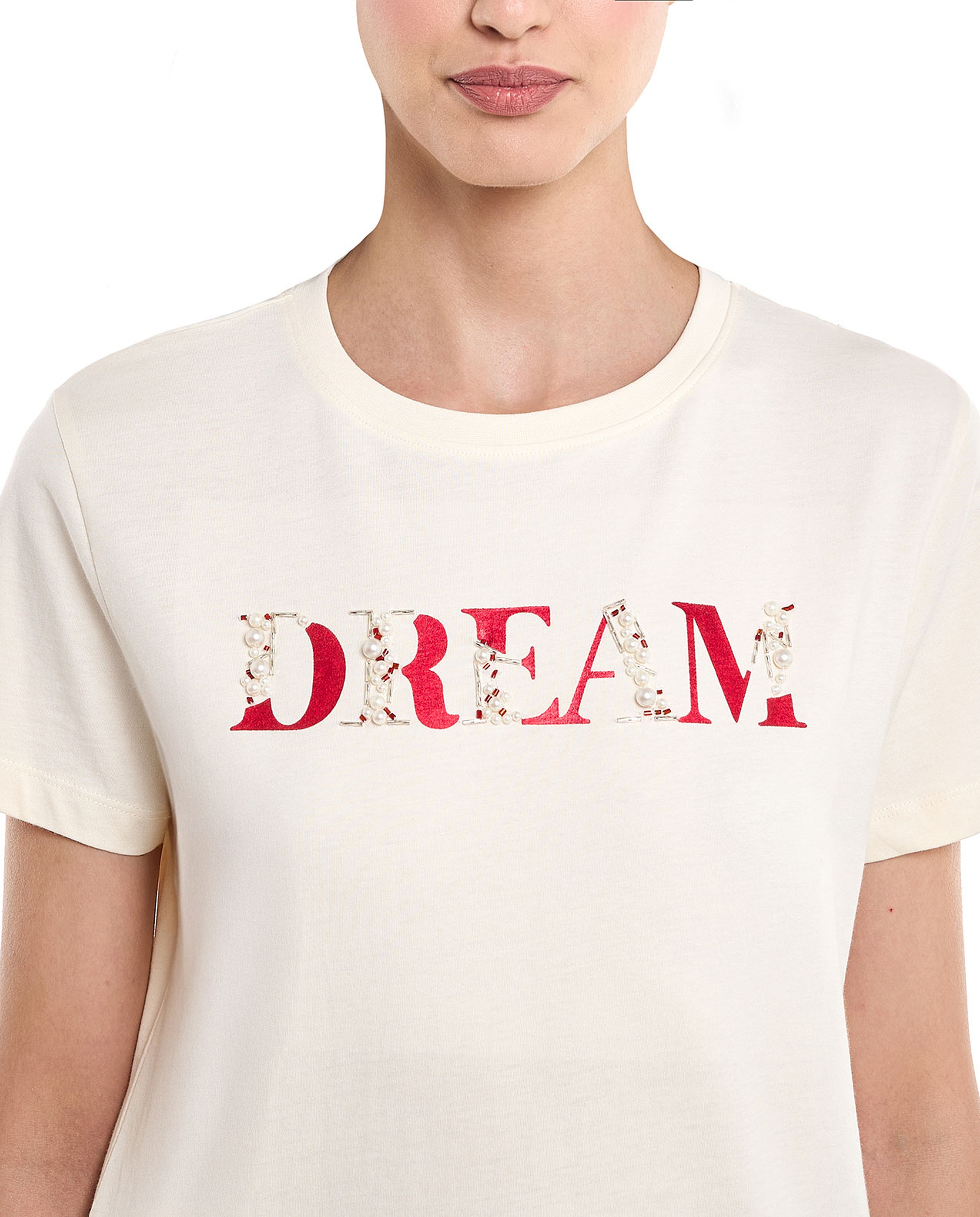 Embellished T-Shirt with Crew Neck and Short Sleeves