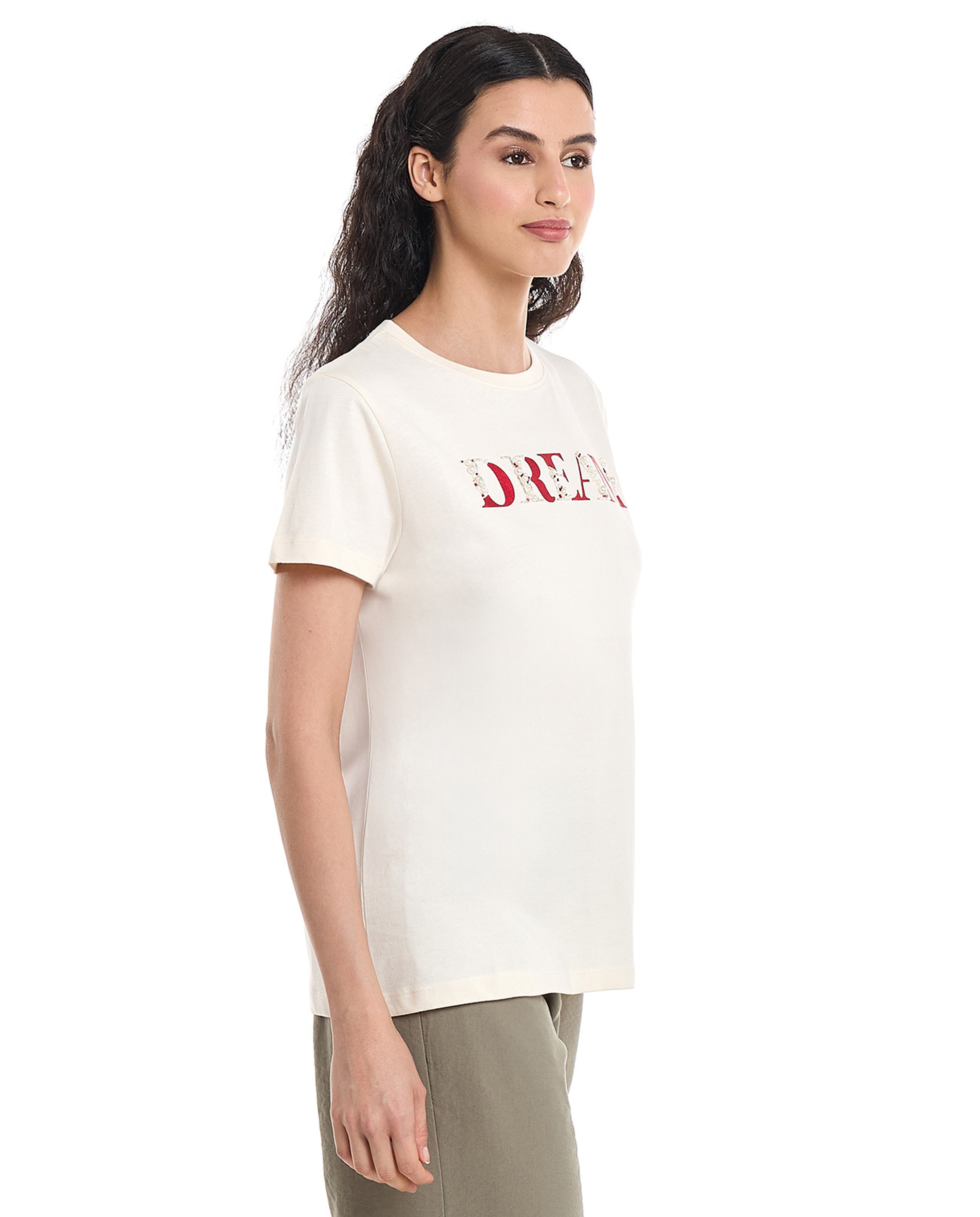 Embellished T-Shirt with Crew Neck and Short Sleeves