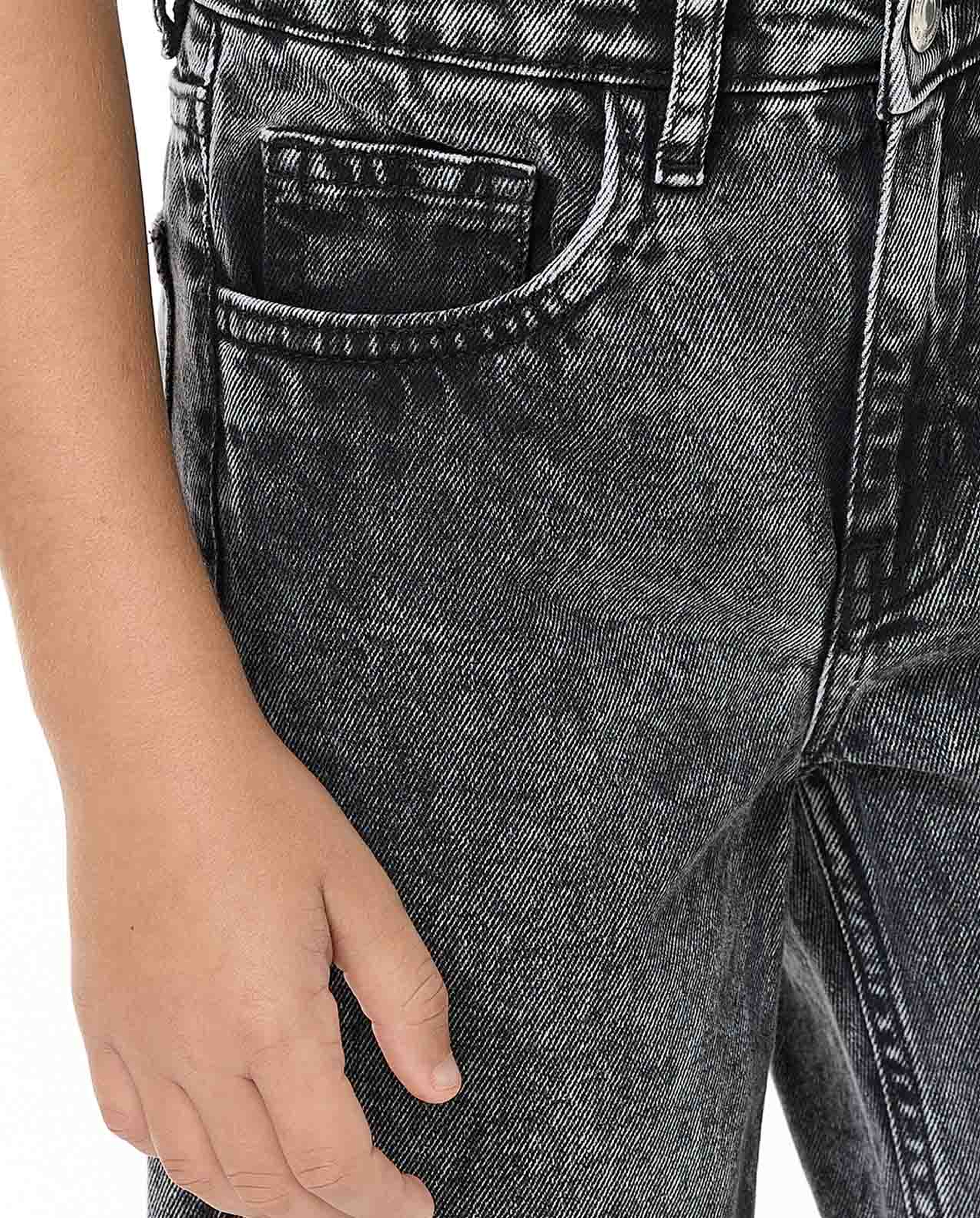 Washed Denim Shorts with Button Closure