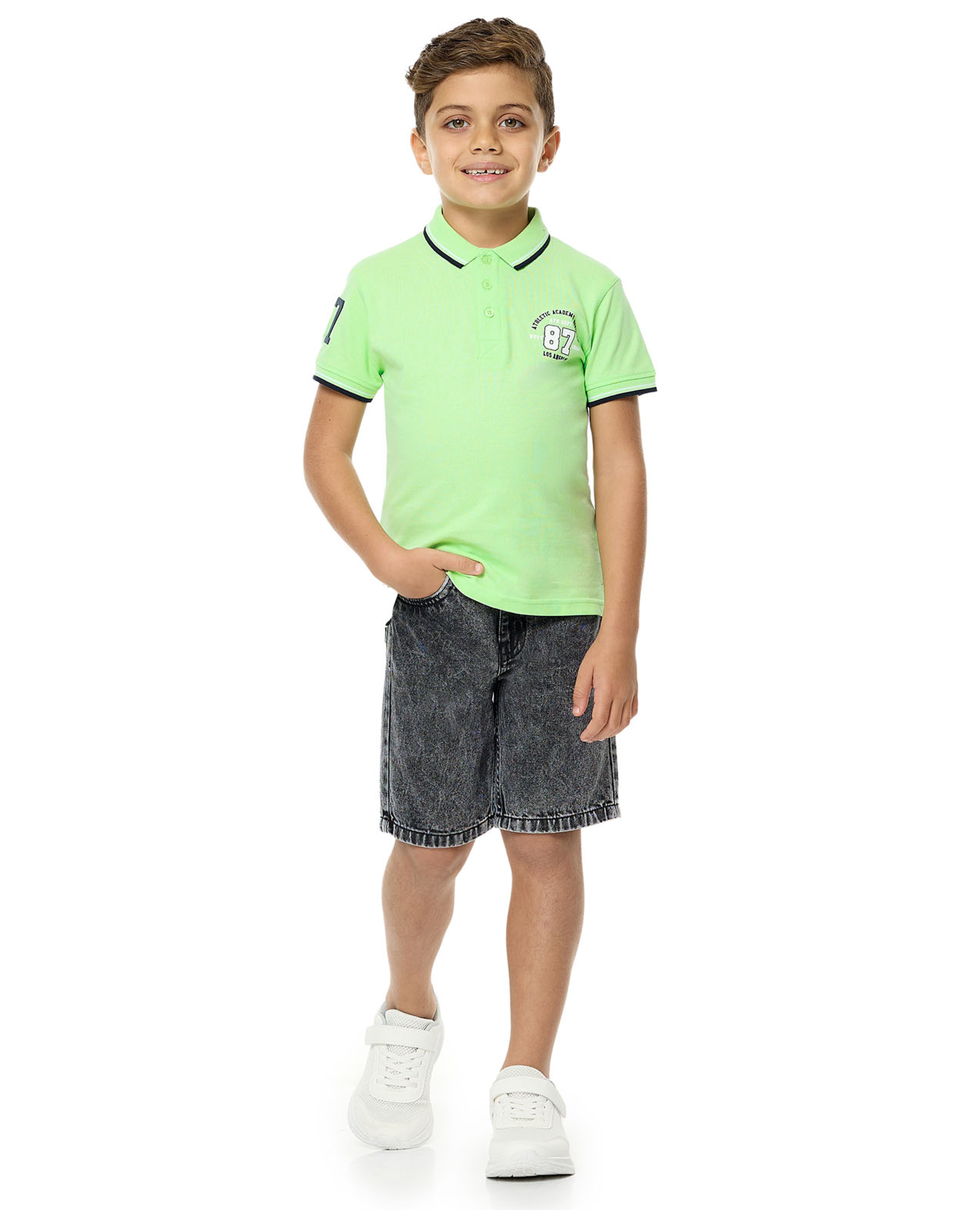 Washed Denim Shorts with Button Closure