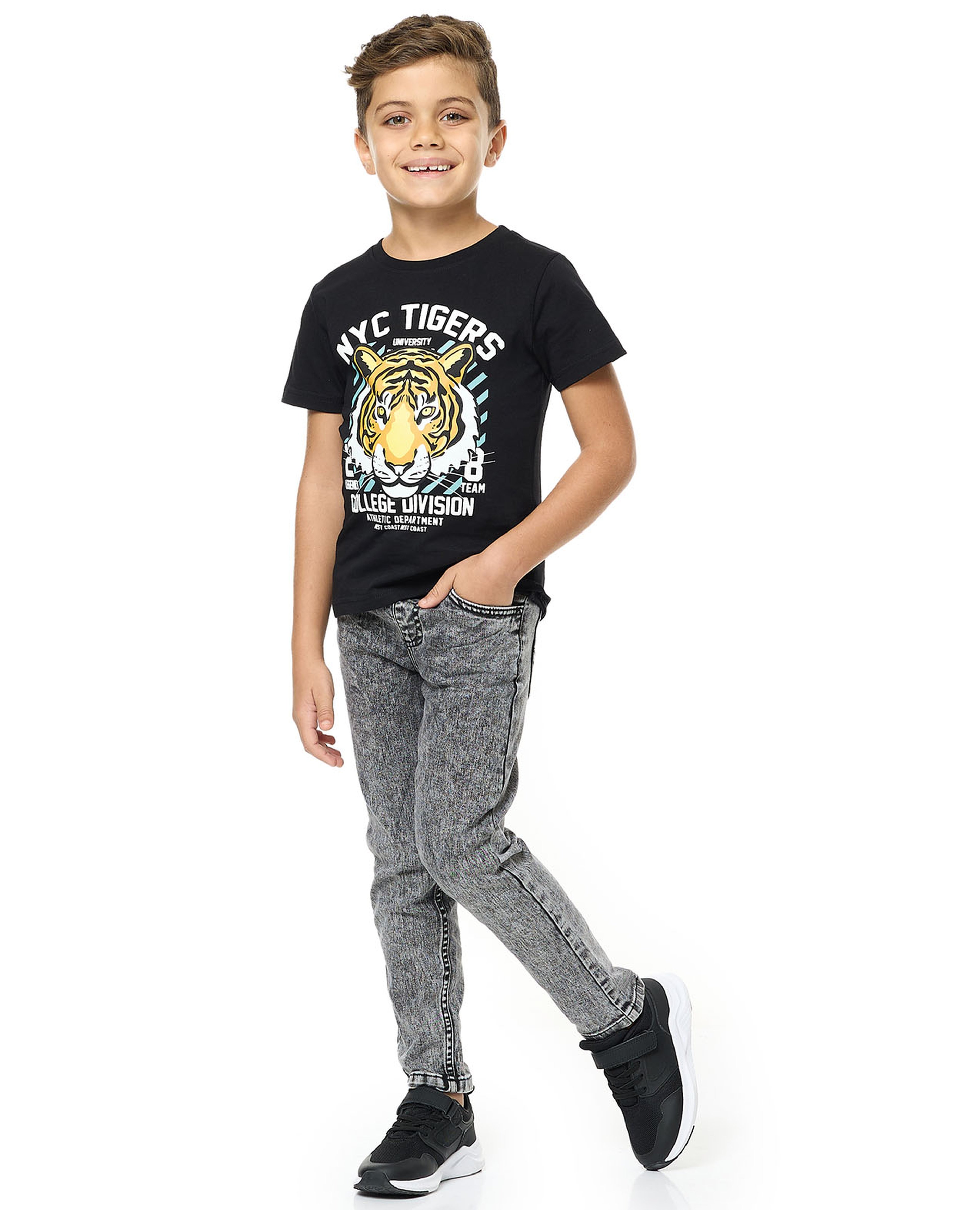 Washed Slim Fit Jeans with Drawstring Waist