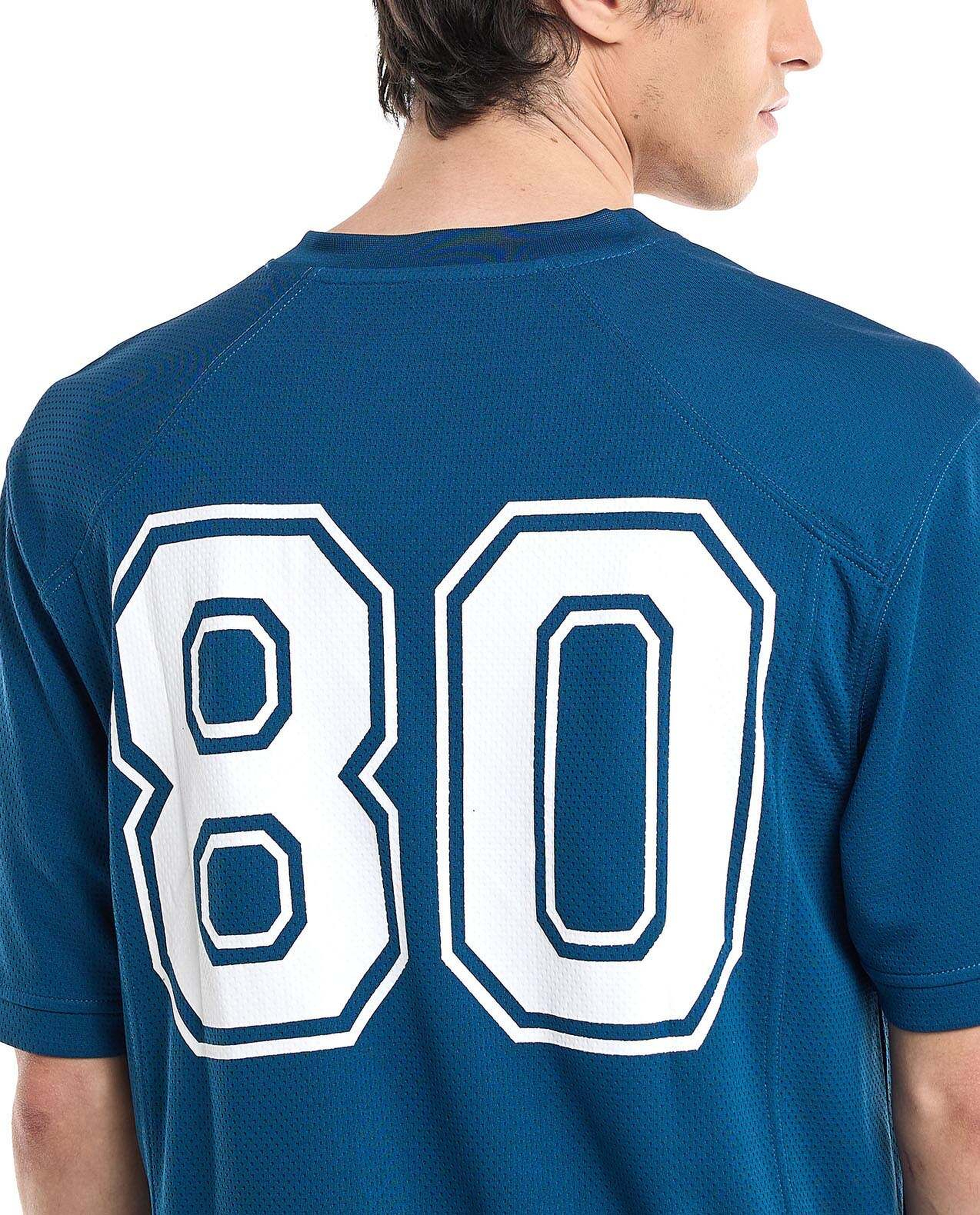 Back Printed Active T-Shirt with V-Neck and Raglan Sleeves