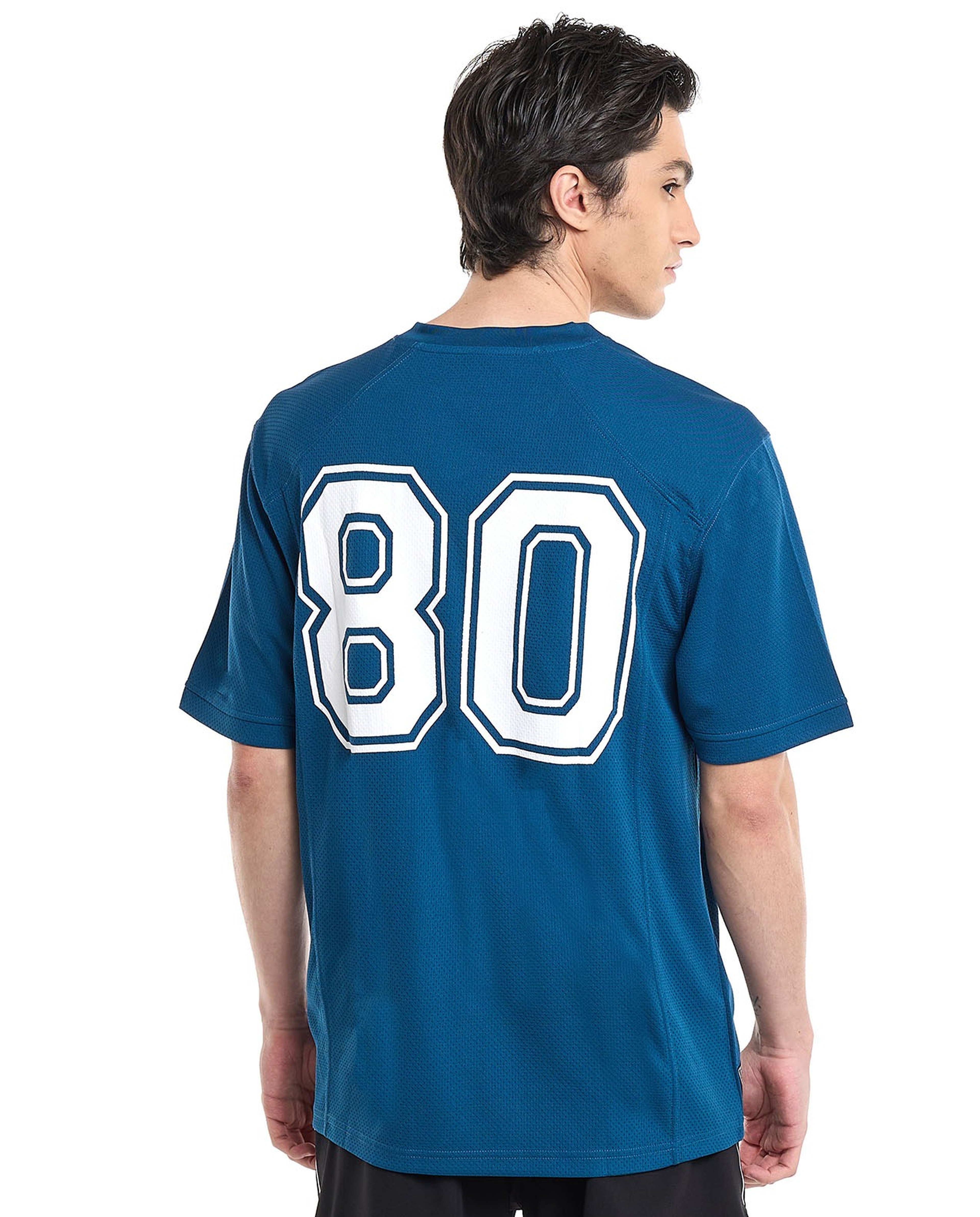 Back Printed Active T-Shirt with V-Neck and Raglan Sleeves