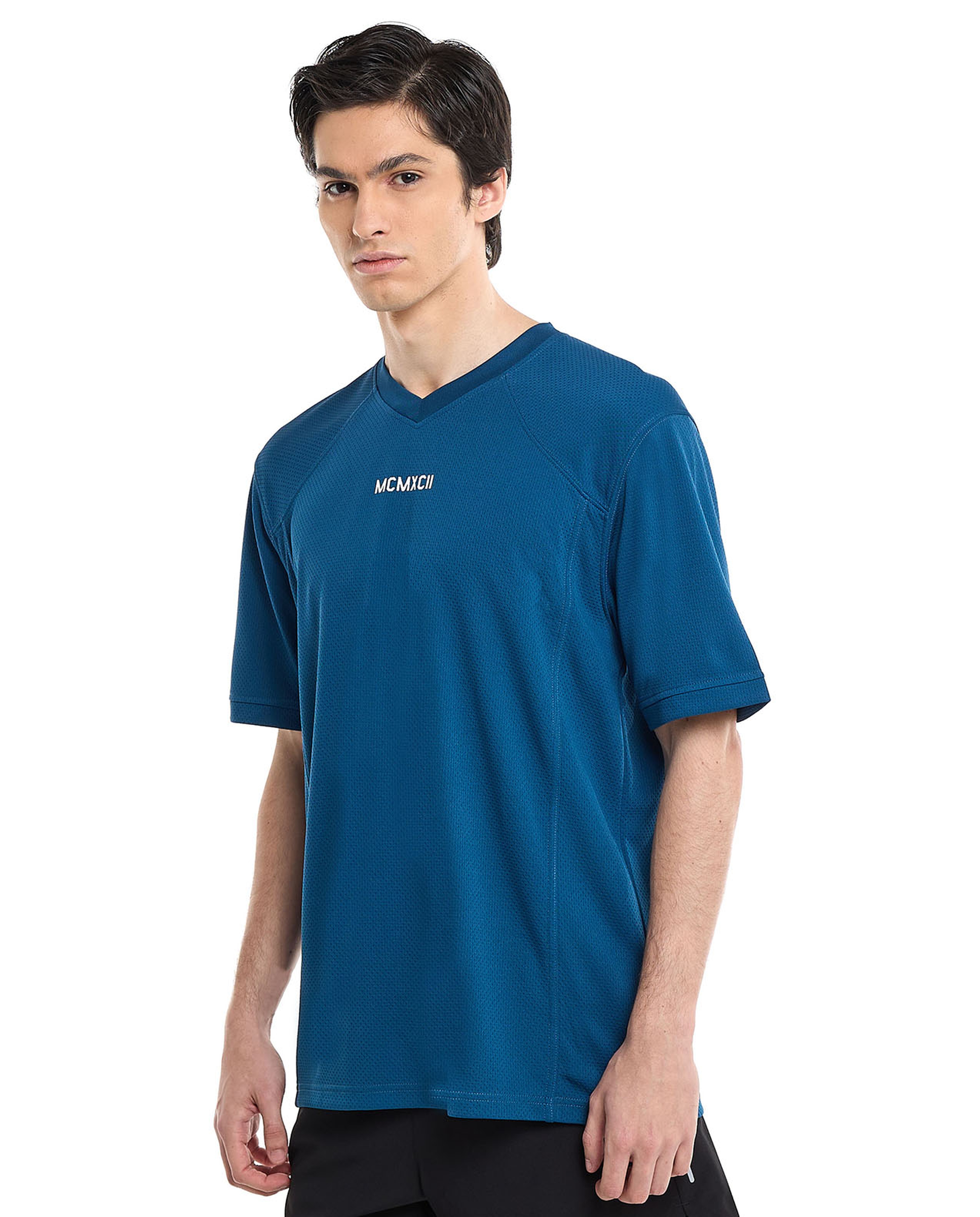 Back Printed Active T-Shirt with V-Neck and Raglan Sleeves