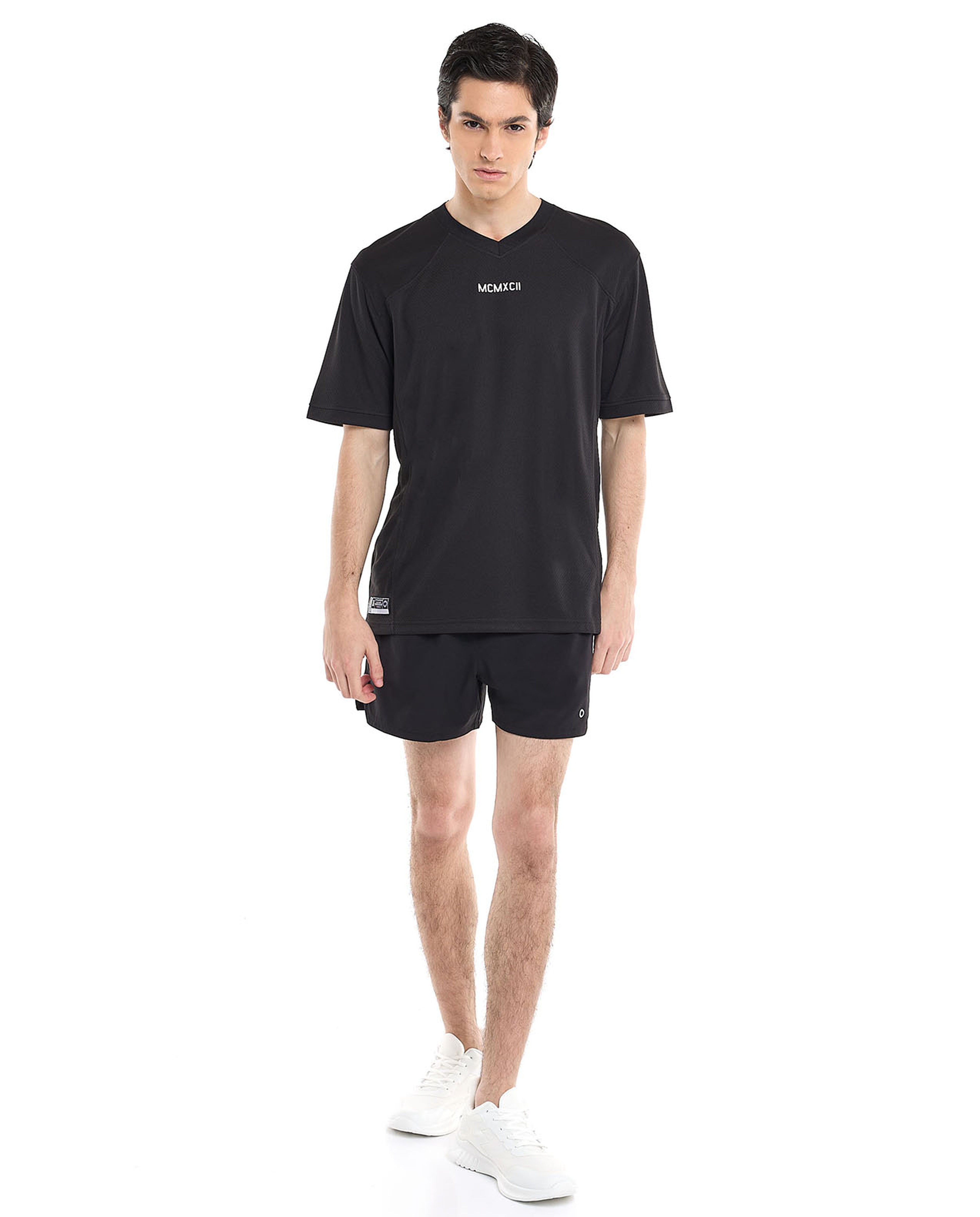 Back Printed Active T-Shirt with V-Neck and Raglan Sleeves