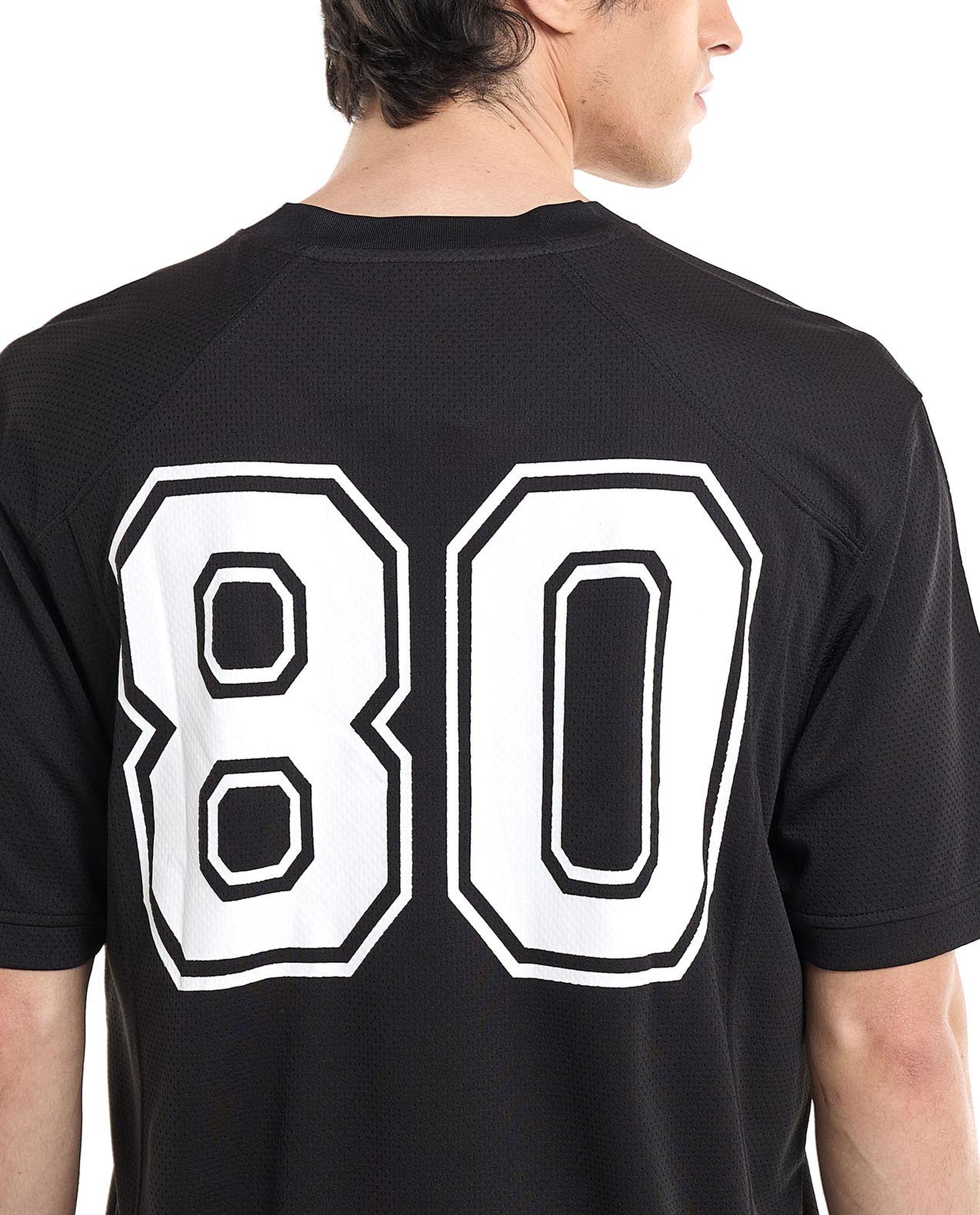 Back Printed Active T-Shirt with V-Neck and Raglan Sleeves