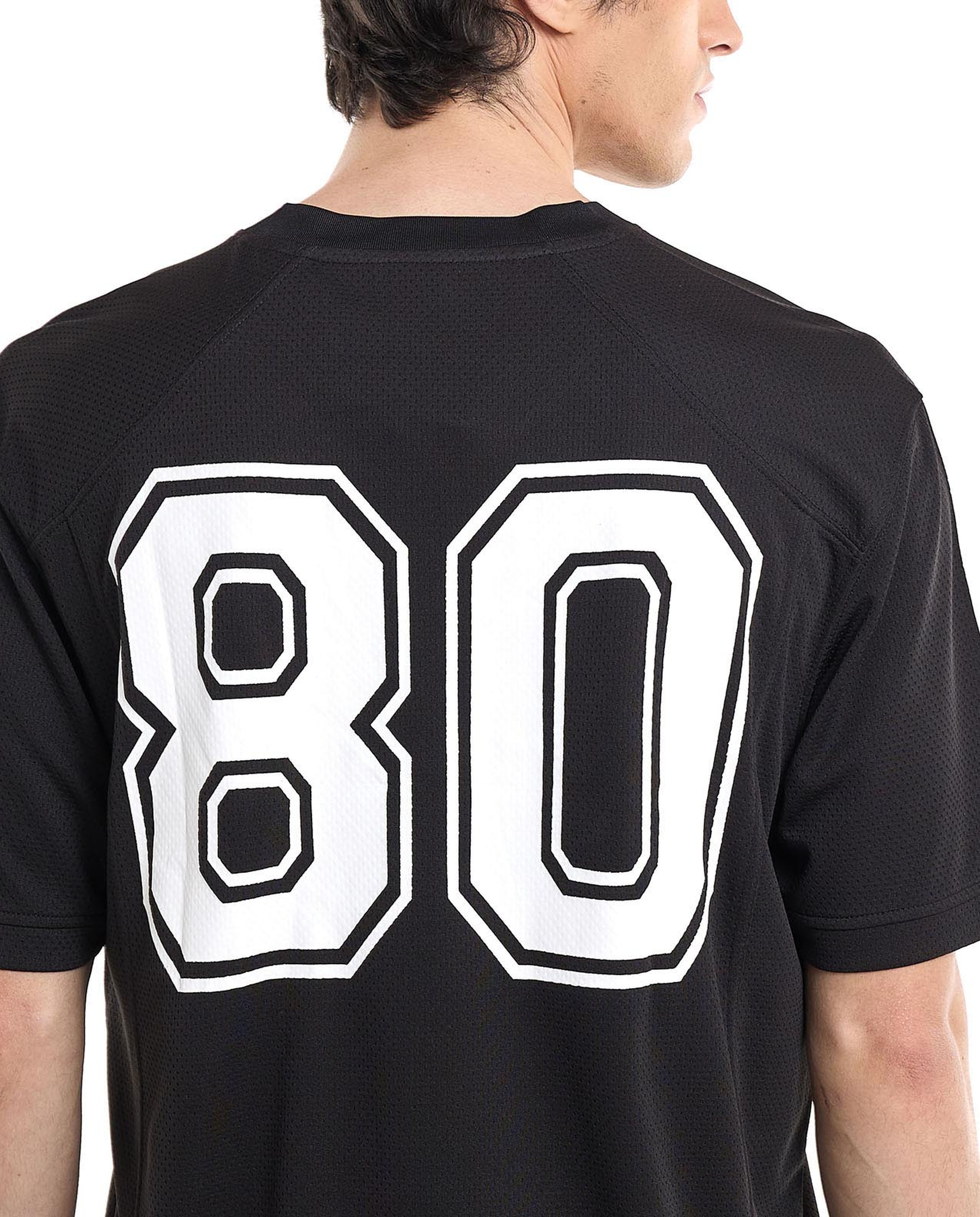 Back Printed Active T-Shirt with V-Neck and Raglan Sleeves