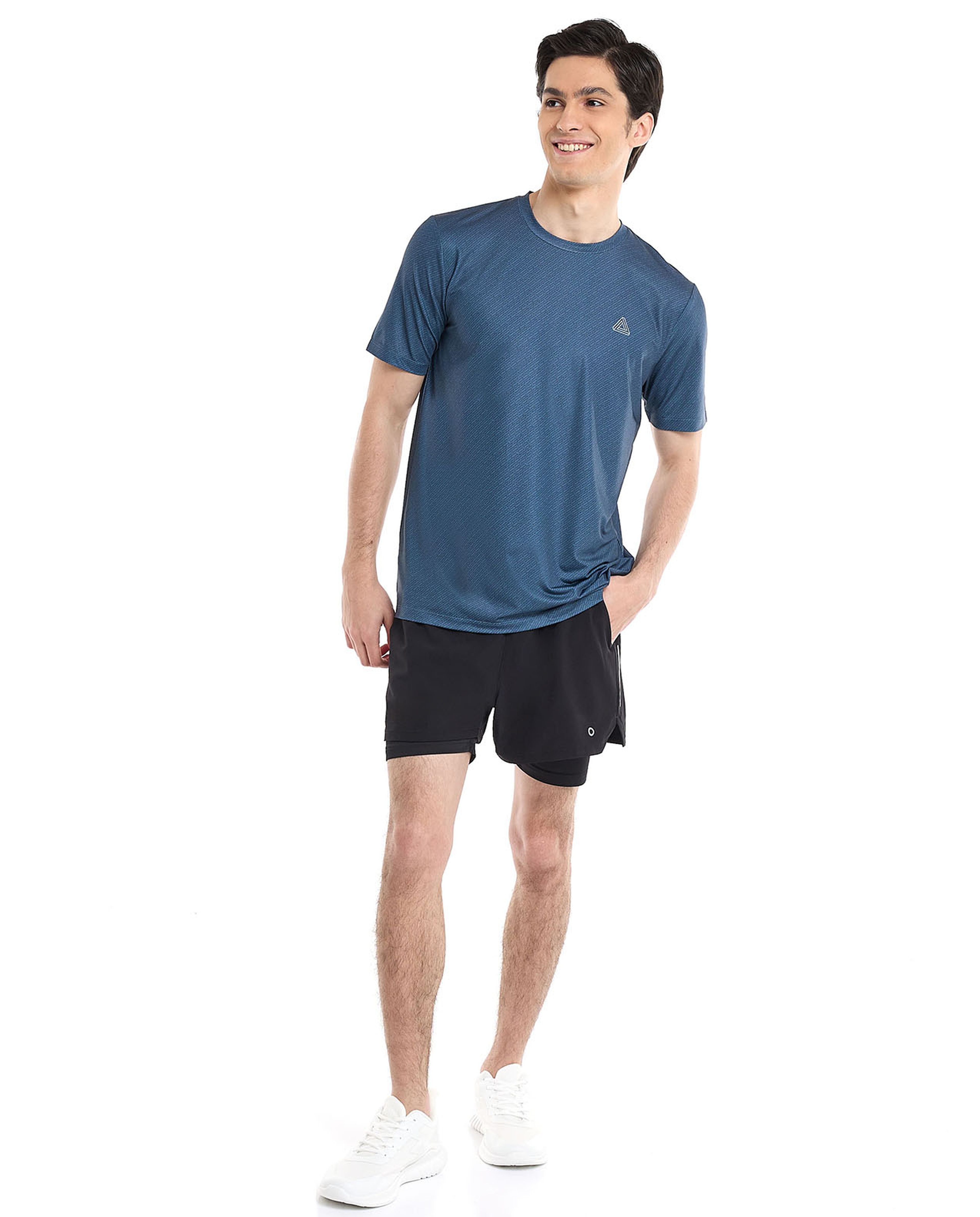 Patterned Active T-Shirt with Crew Neck and Short Sleeves