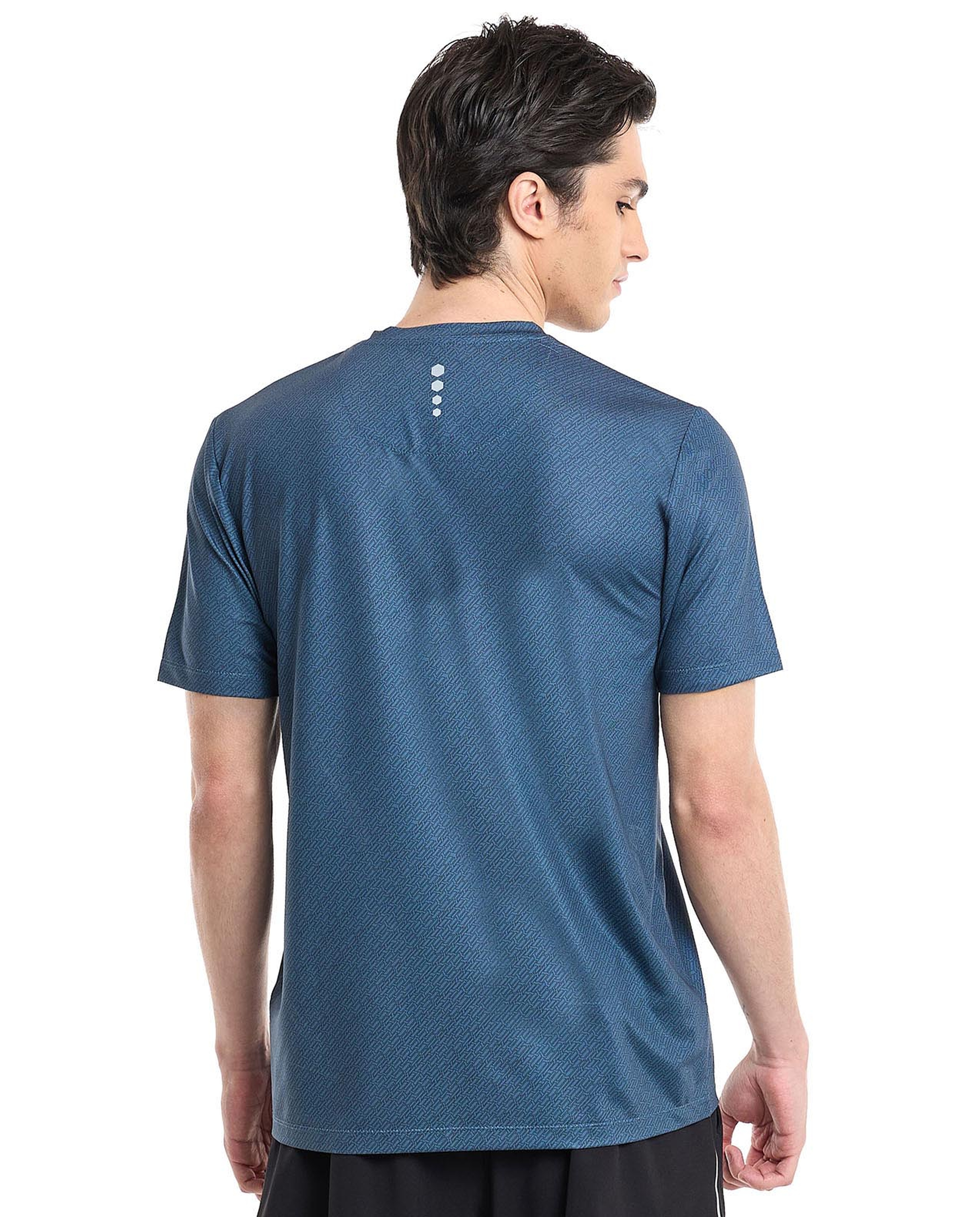 Patterned Active T-Shirt with Crew Neck and Short Sleeves
