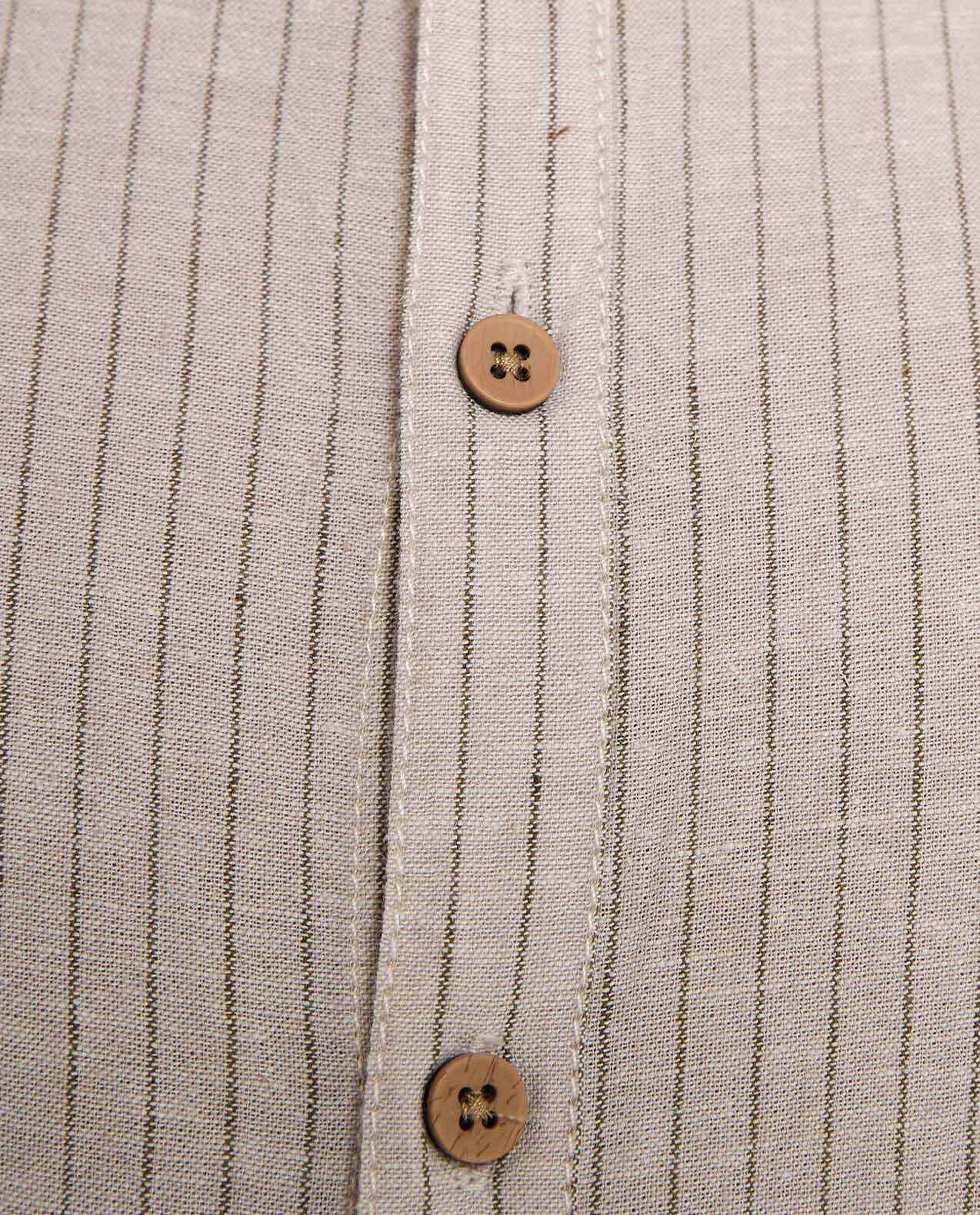 Striped Shirt with Mandarin Collar and Long Sleeves