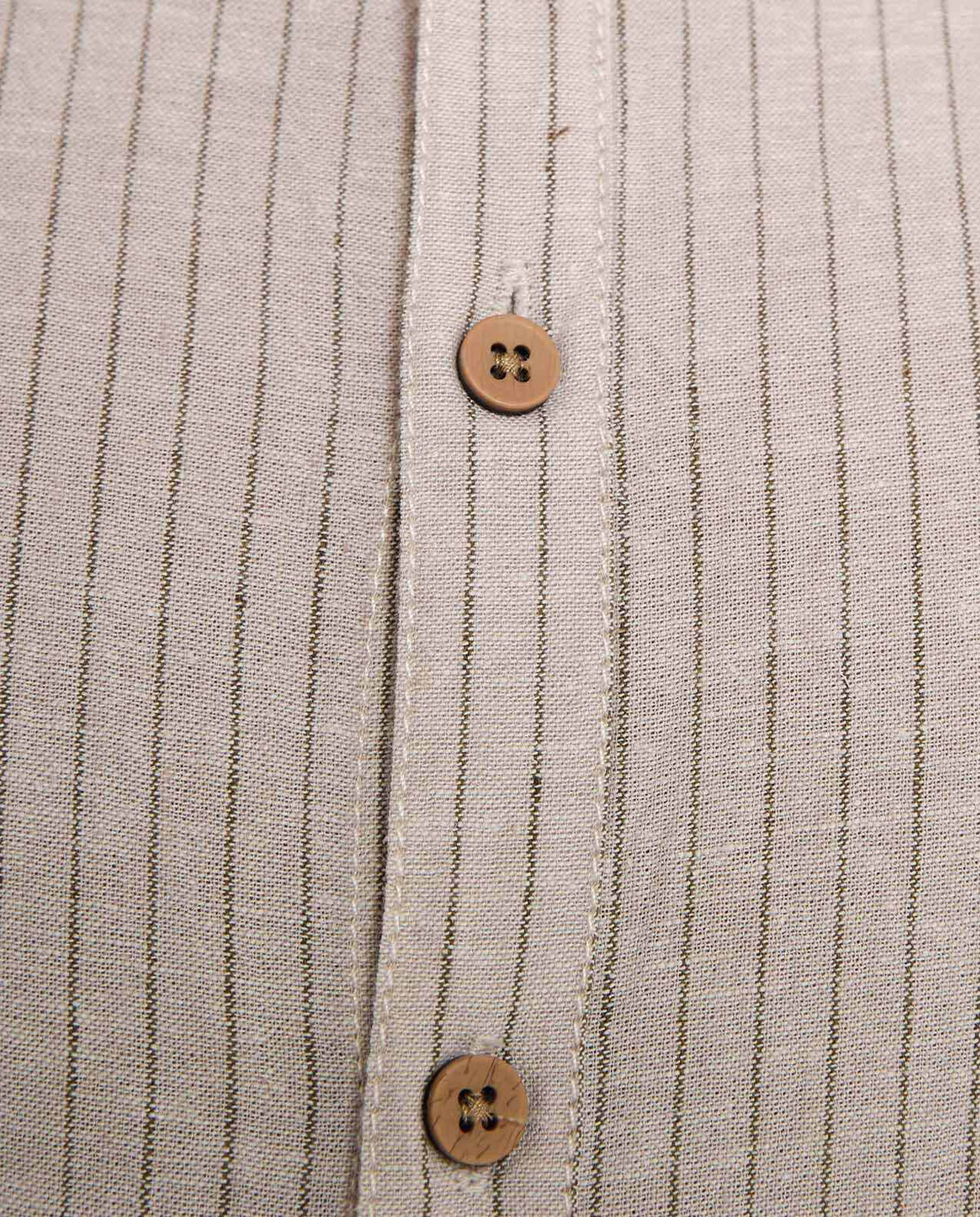 Striped Shirt with Mandarin Collar and Long Sleeves