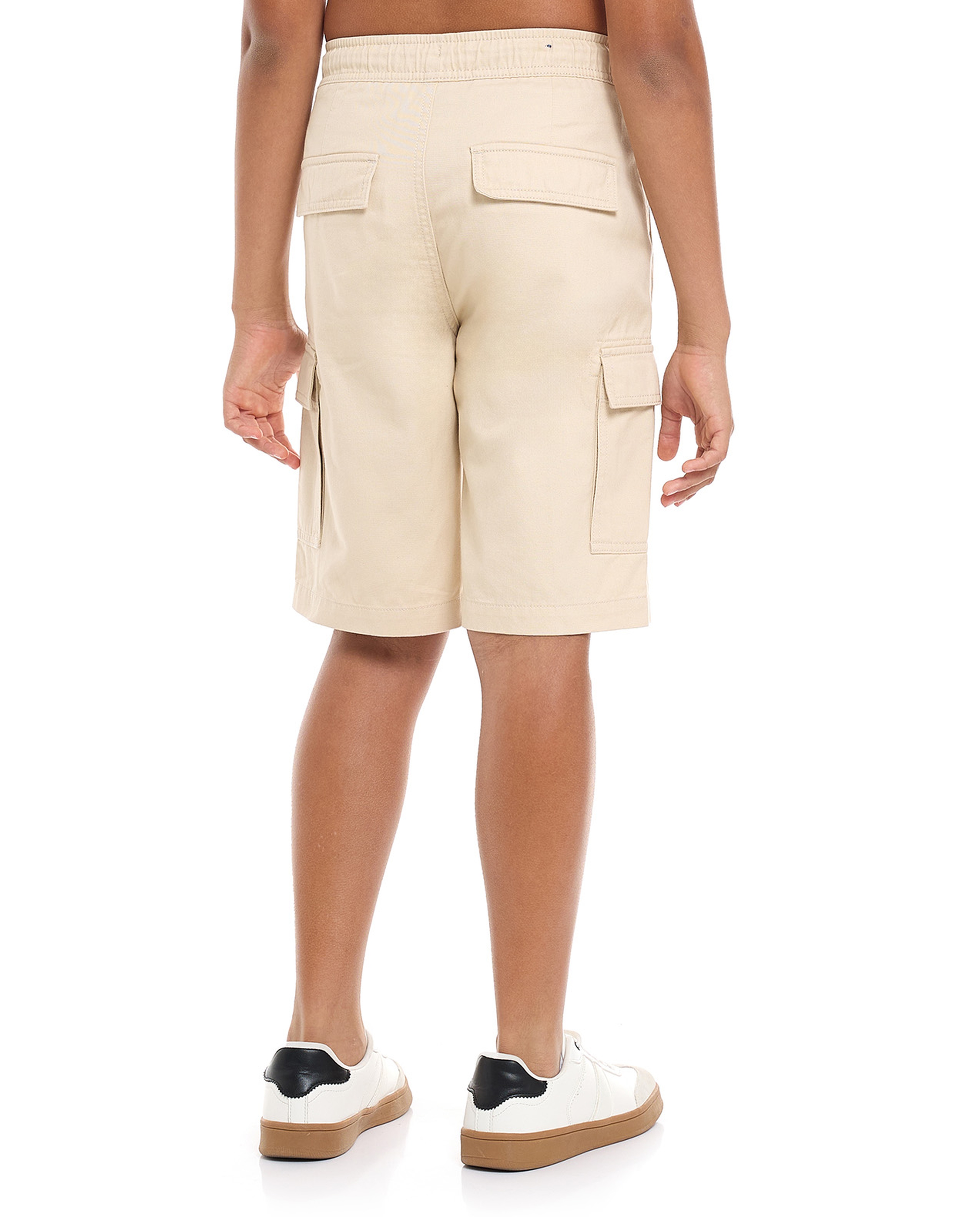 Solid Cargo Shorts with Drawstring Waist