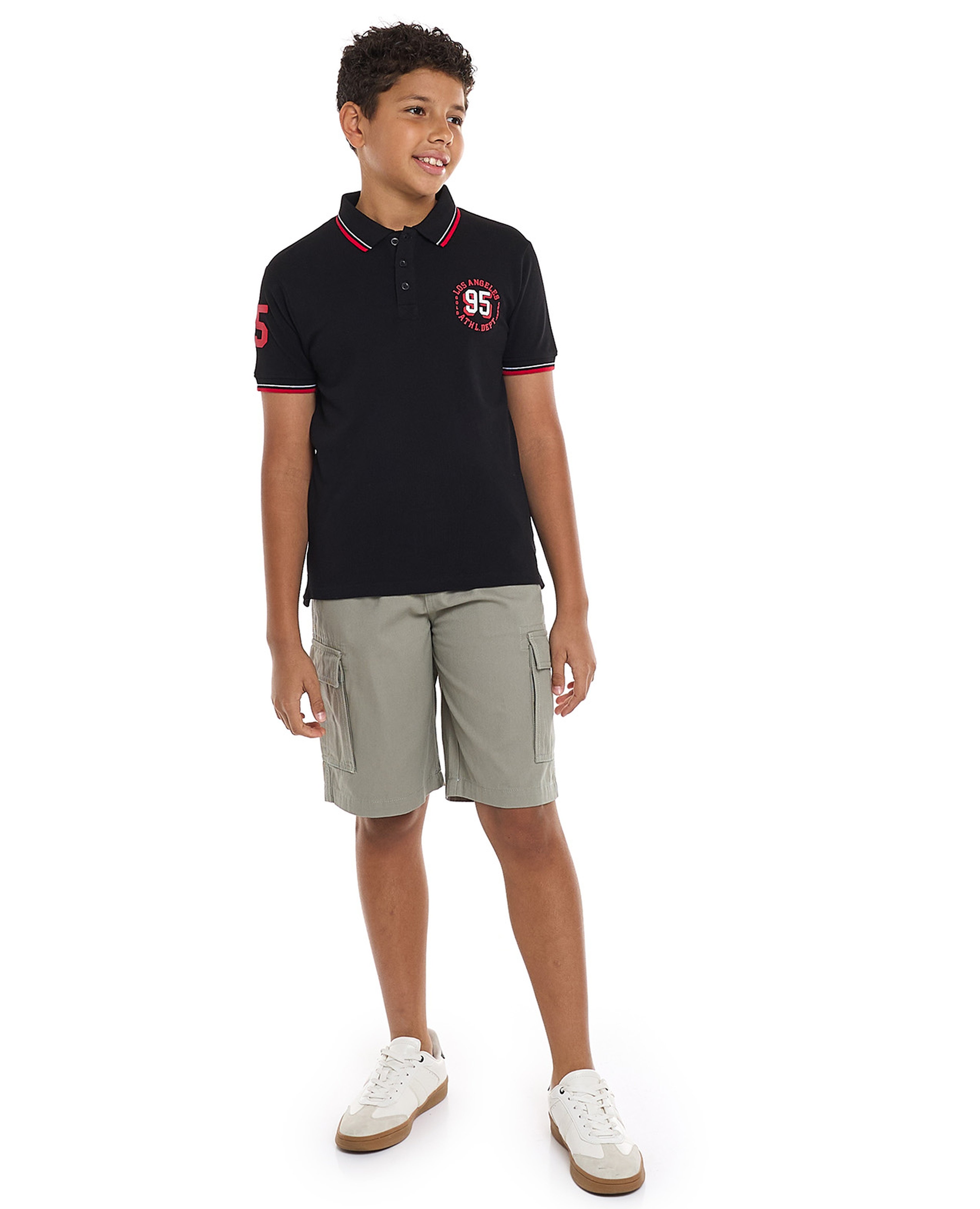 Solid Cargo Shorts with Drawstring Waist