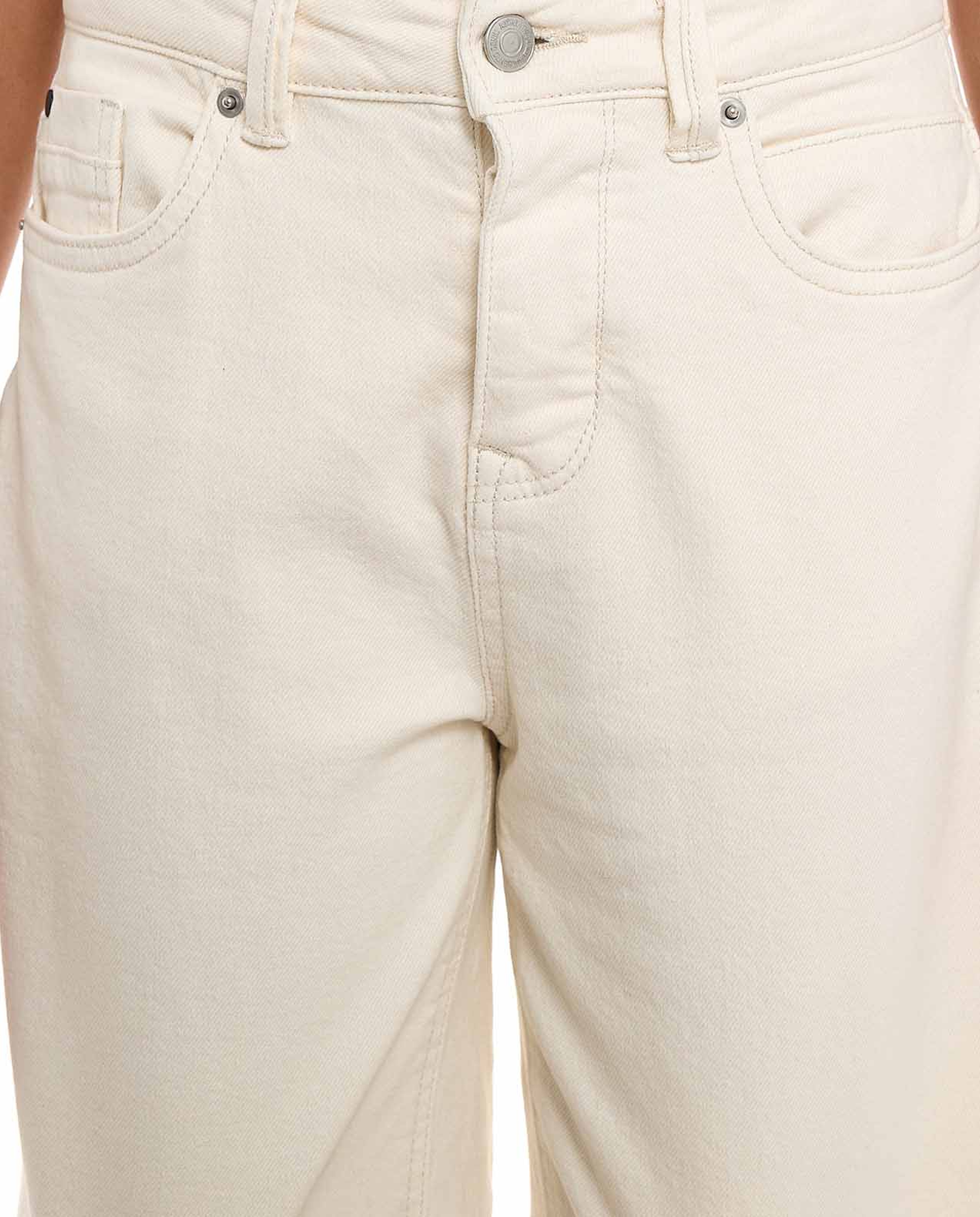 Solid Denim Shorts with Button Closure