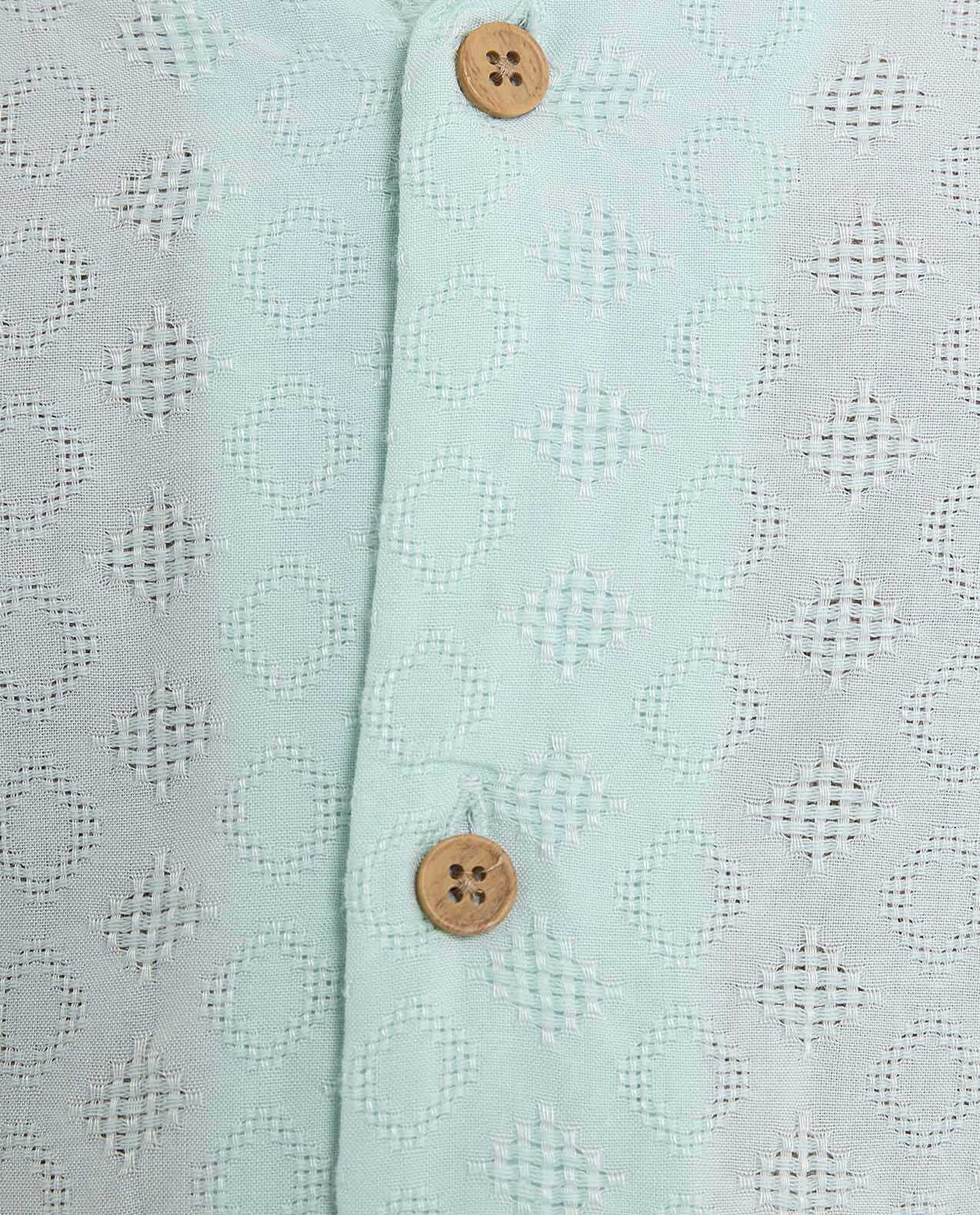 Textured Shirt with Revere Collar and Short Sleeves