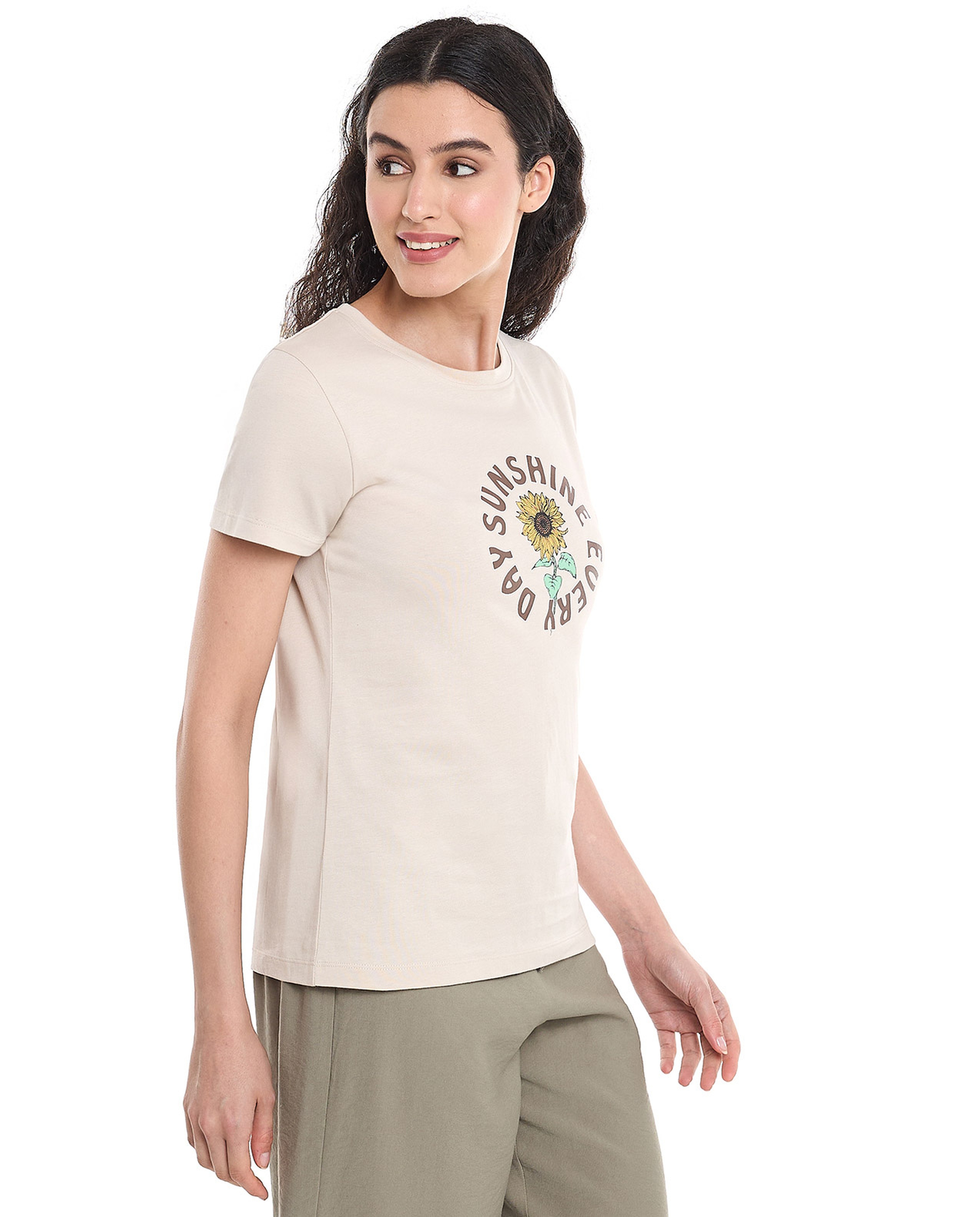 Printed T-Shirt with Crew Neck and Short Sleeves