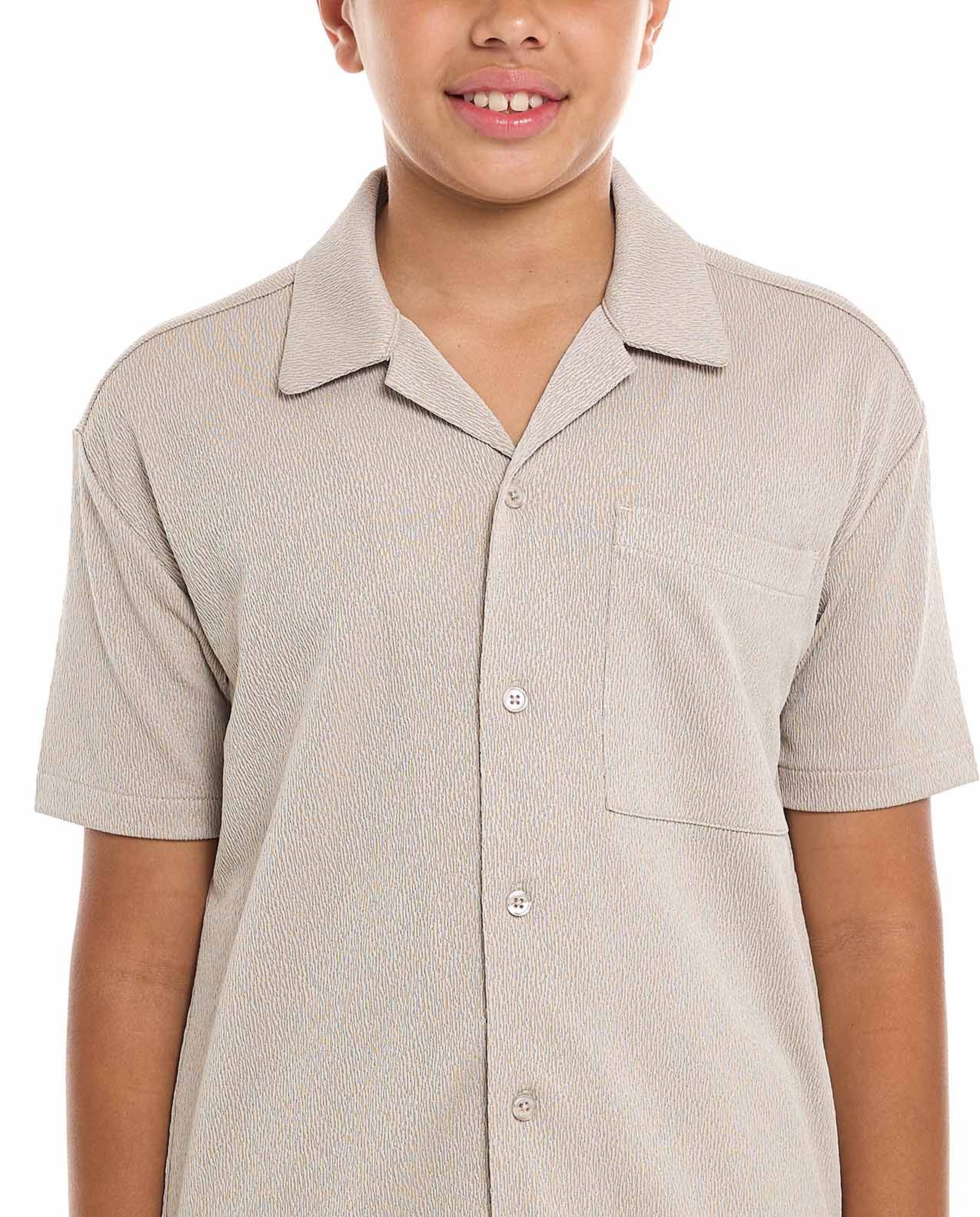 Textured Shirt and Shorts Set