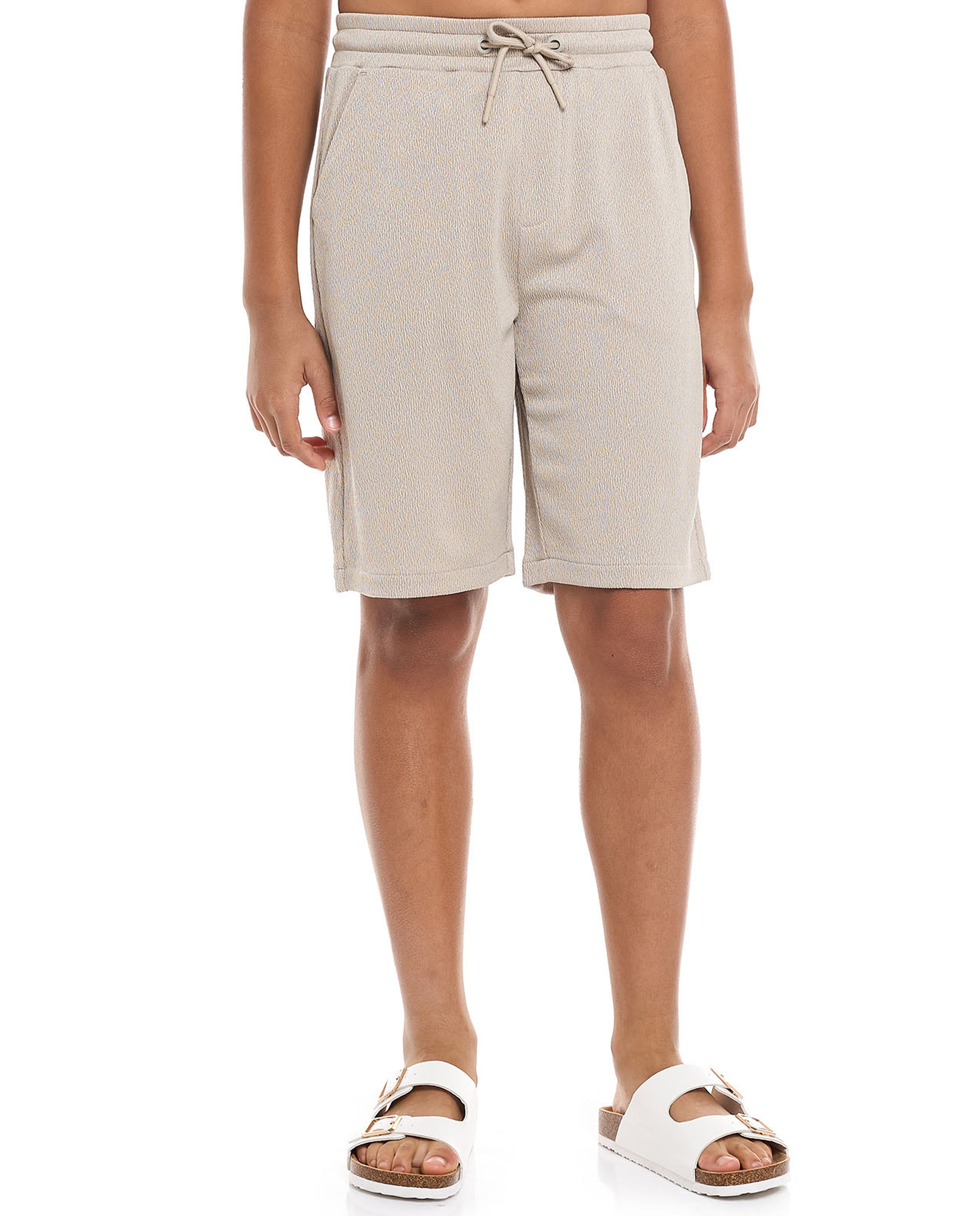 Textured Shirt and Shorts Set