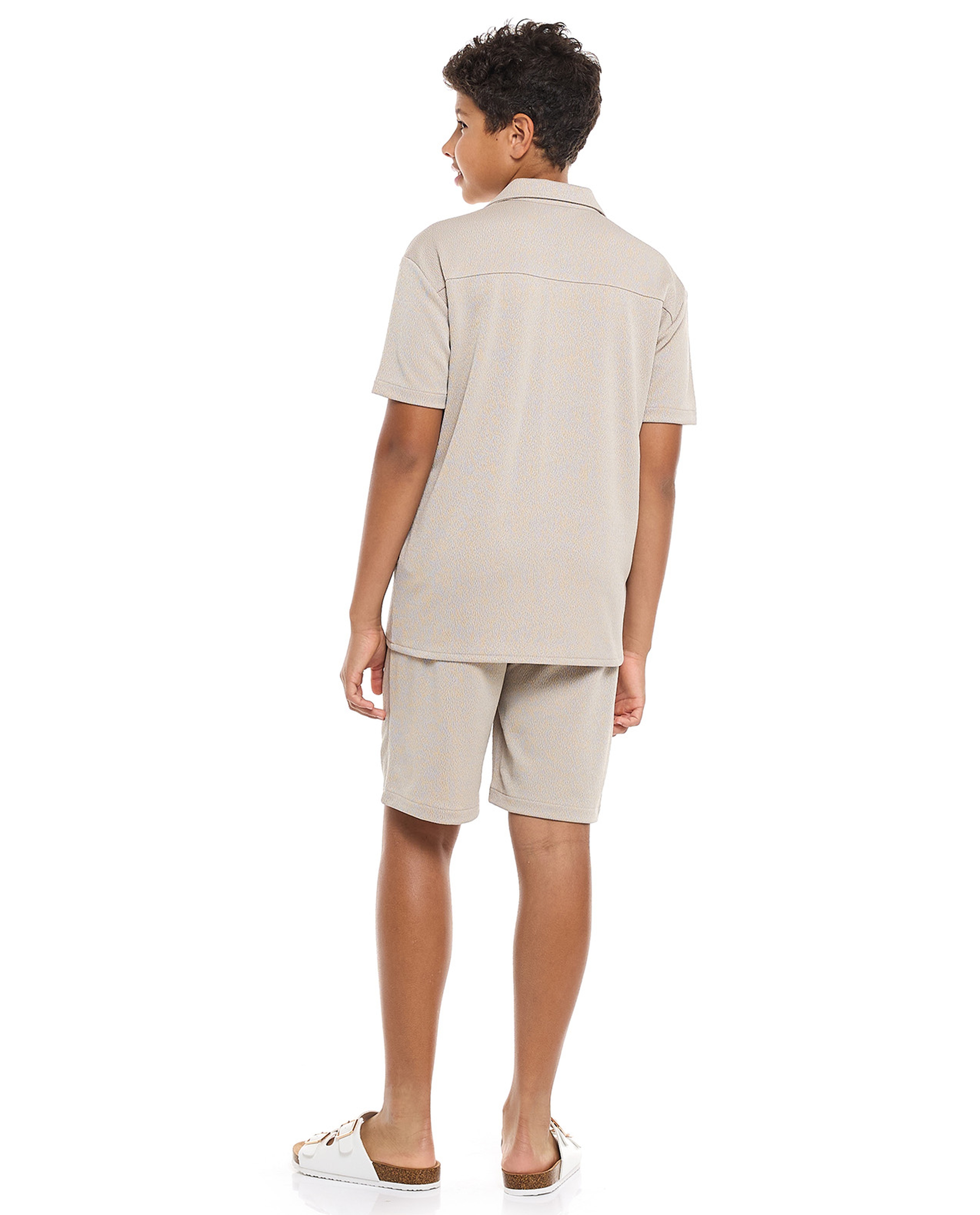 Textured Shirt and Shorts Set