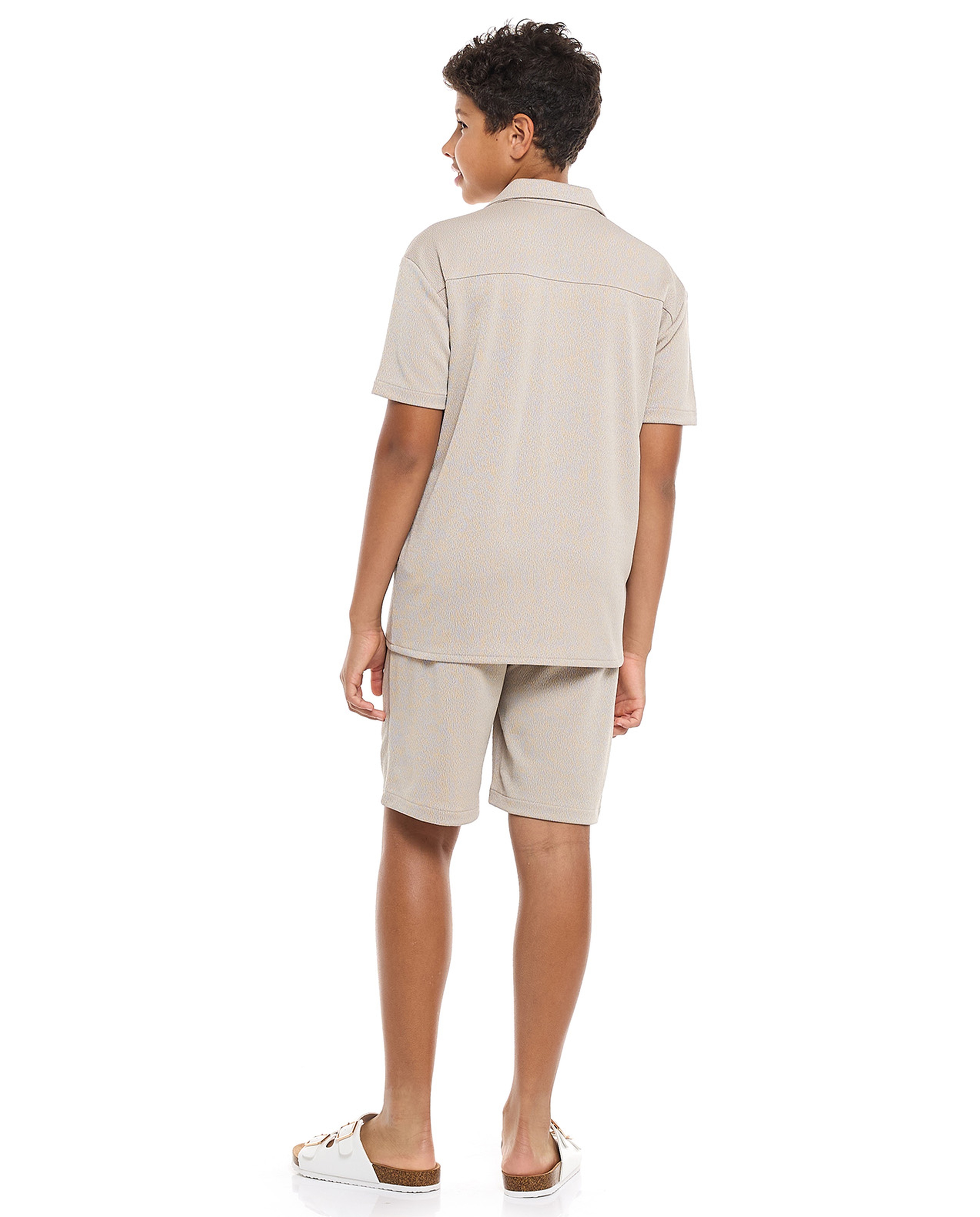 Textured Shirt and Shorts Set