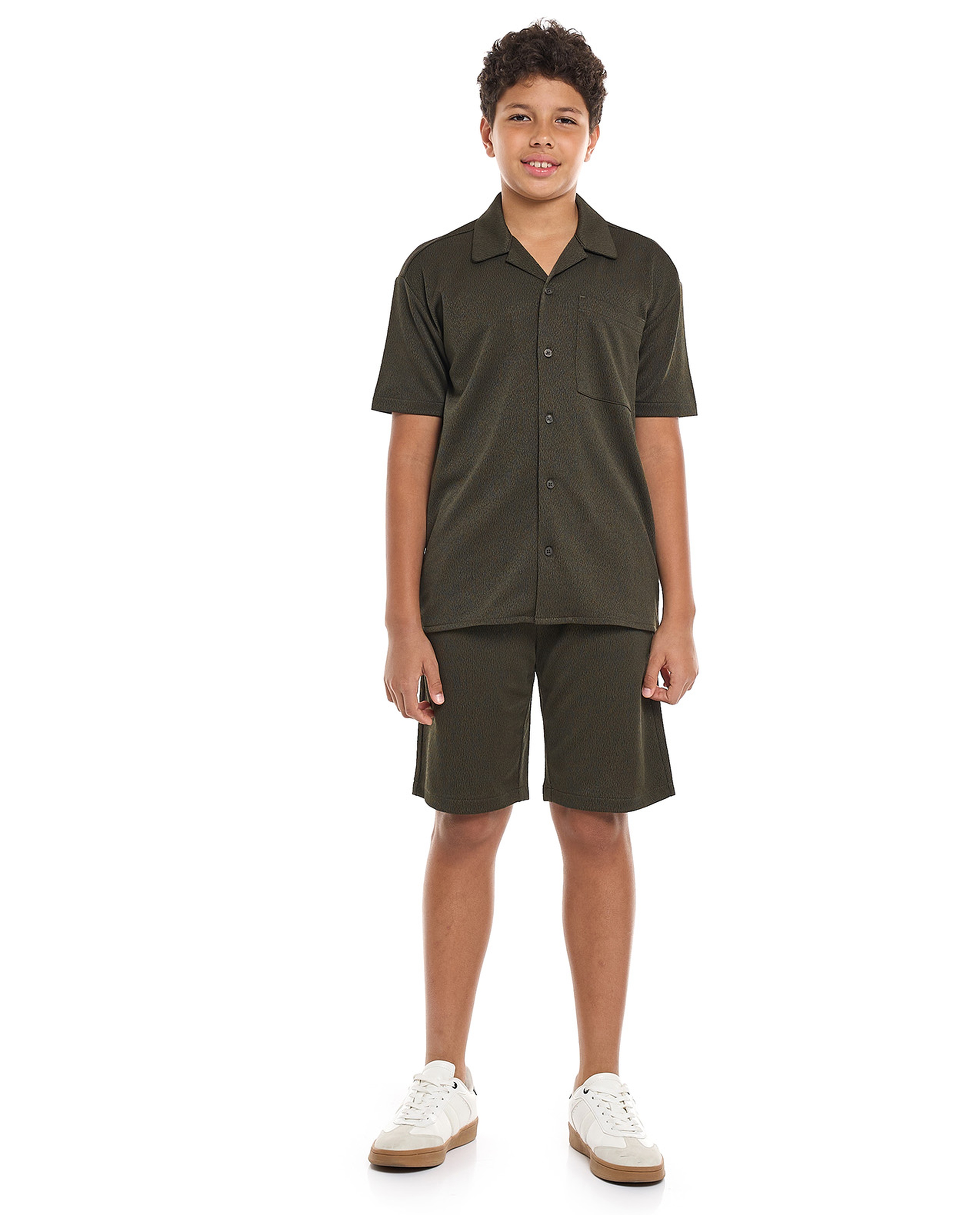 Textured Shirt and Shorts Set