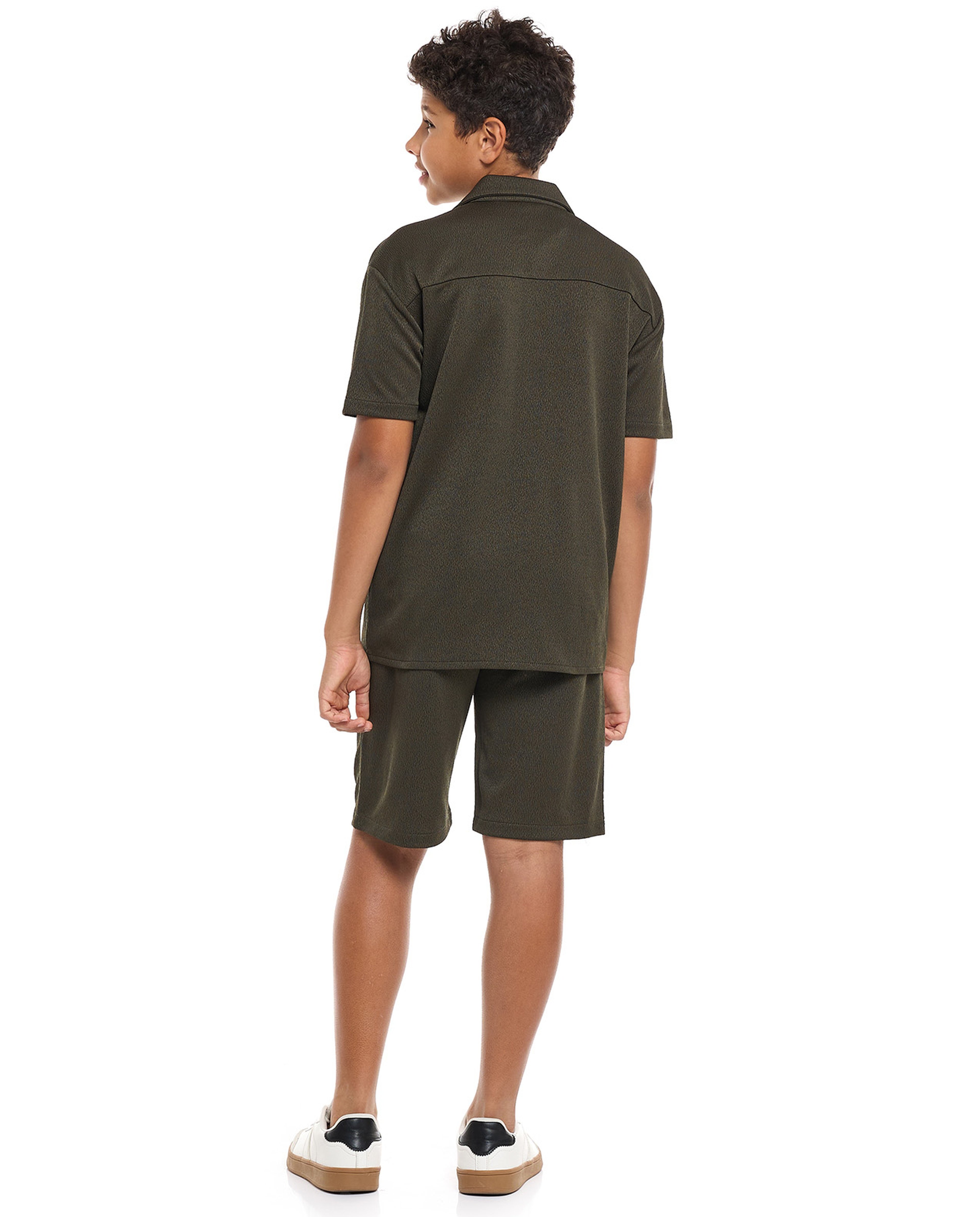 Textured Shirt and Shorts Set