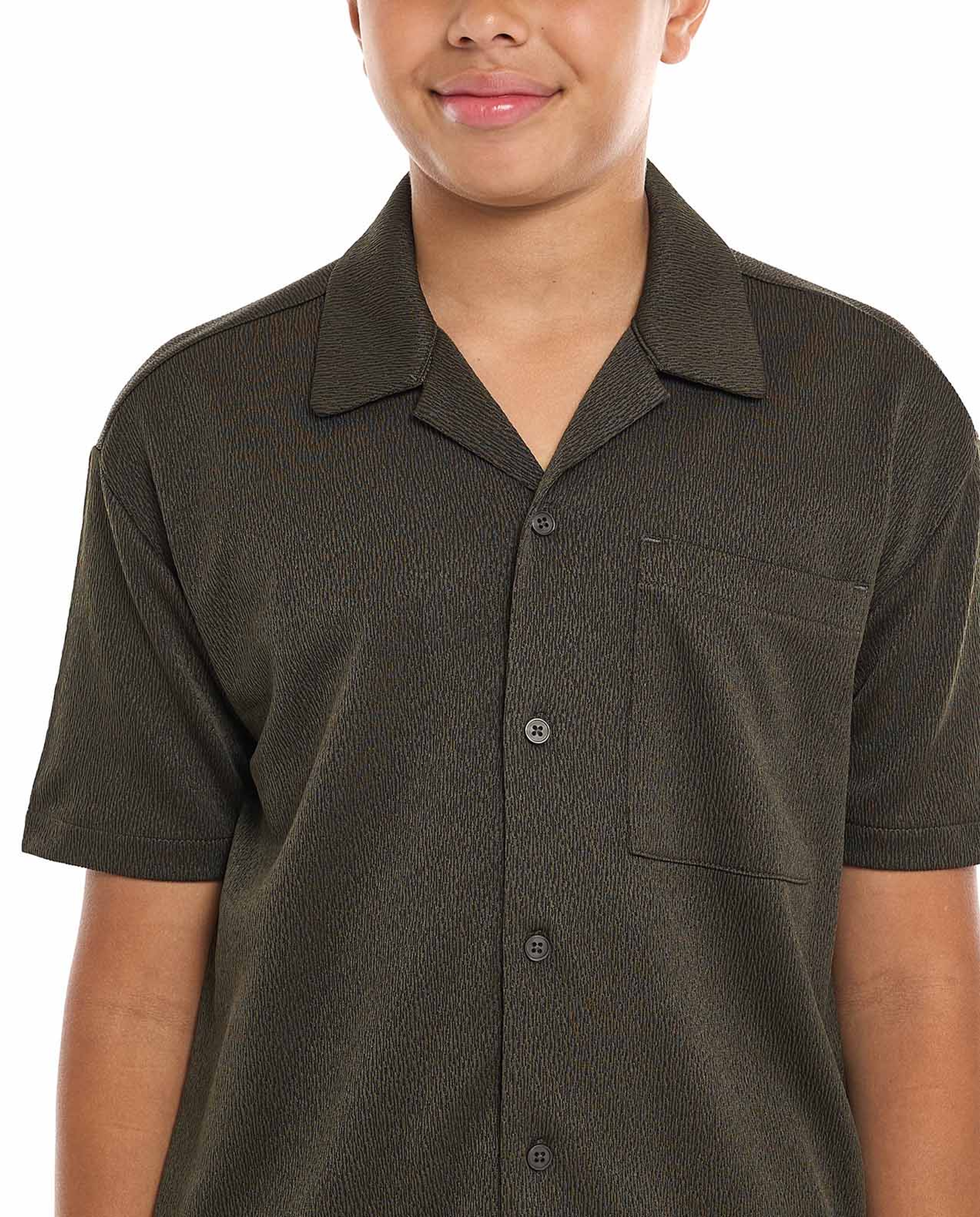 Textured Shirt and Shorts Set