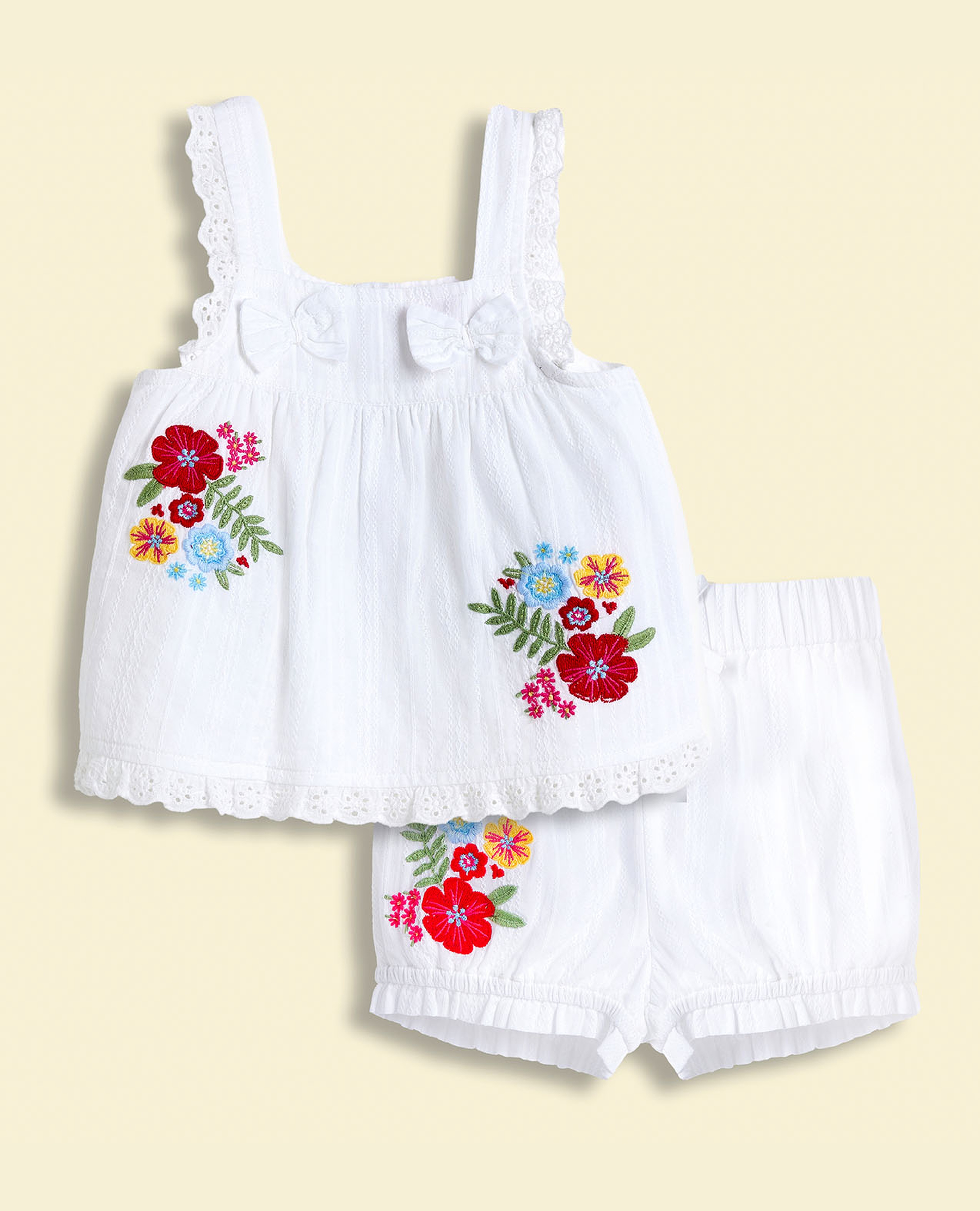 Embroidered Top and Shorts Set