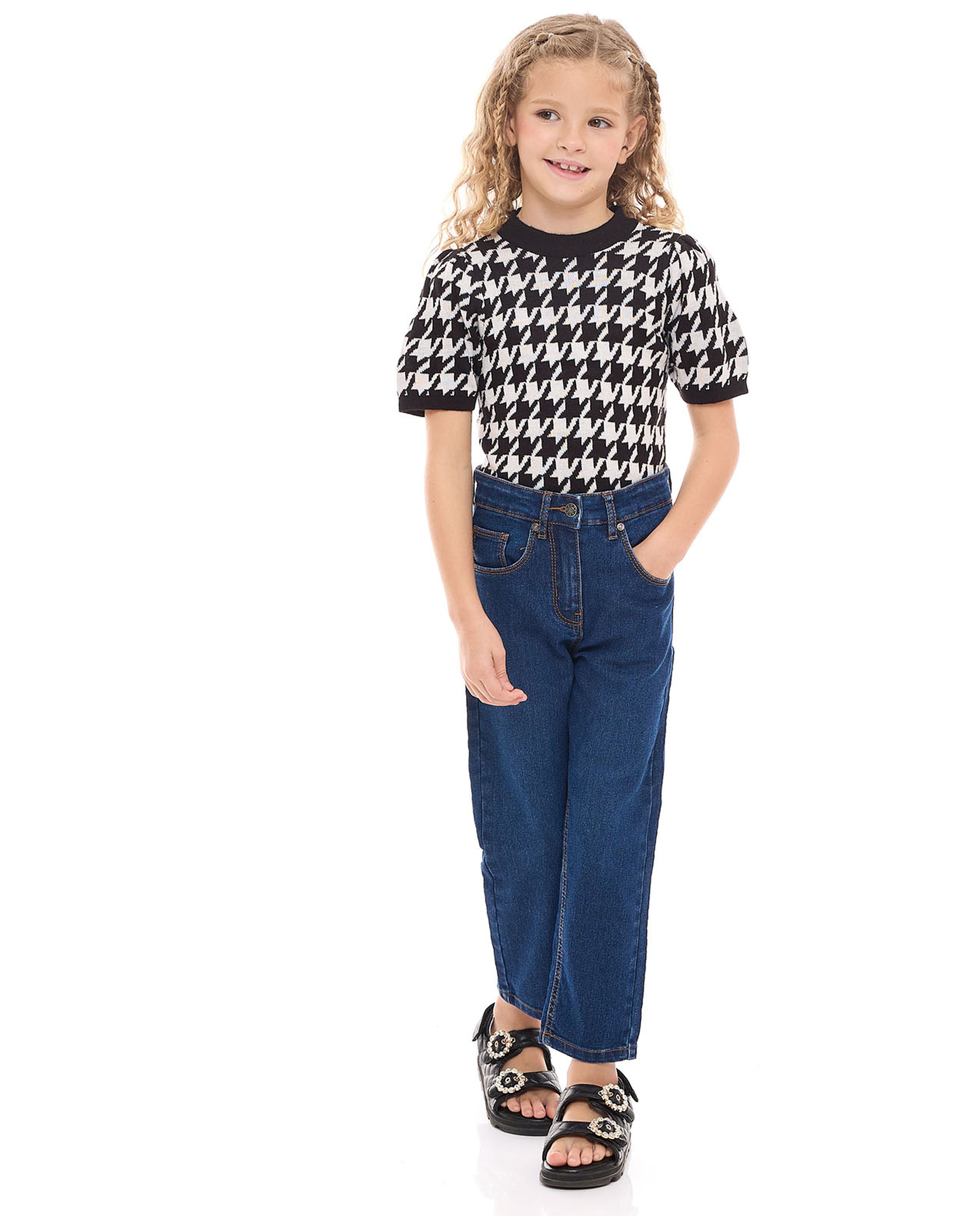 Washed Straight Fit Jeans with Button Closure