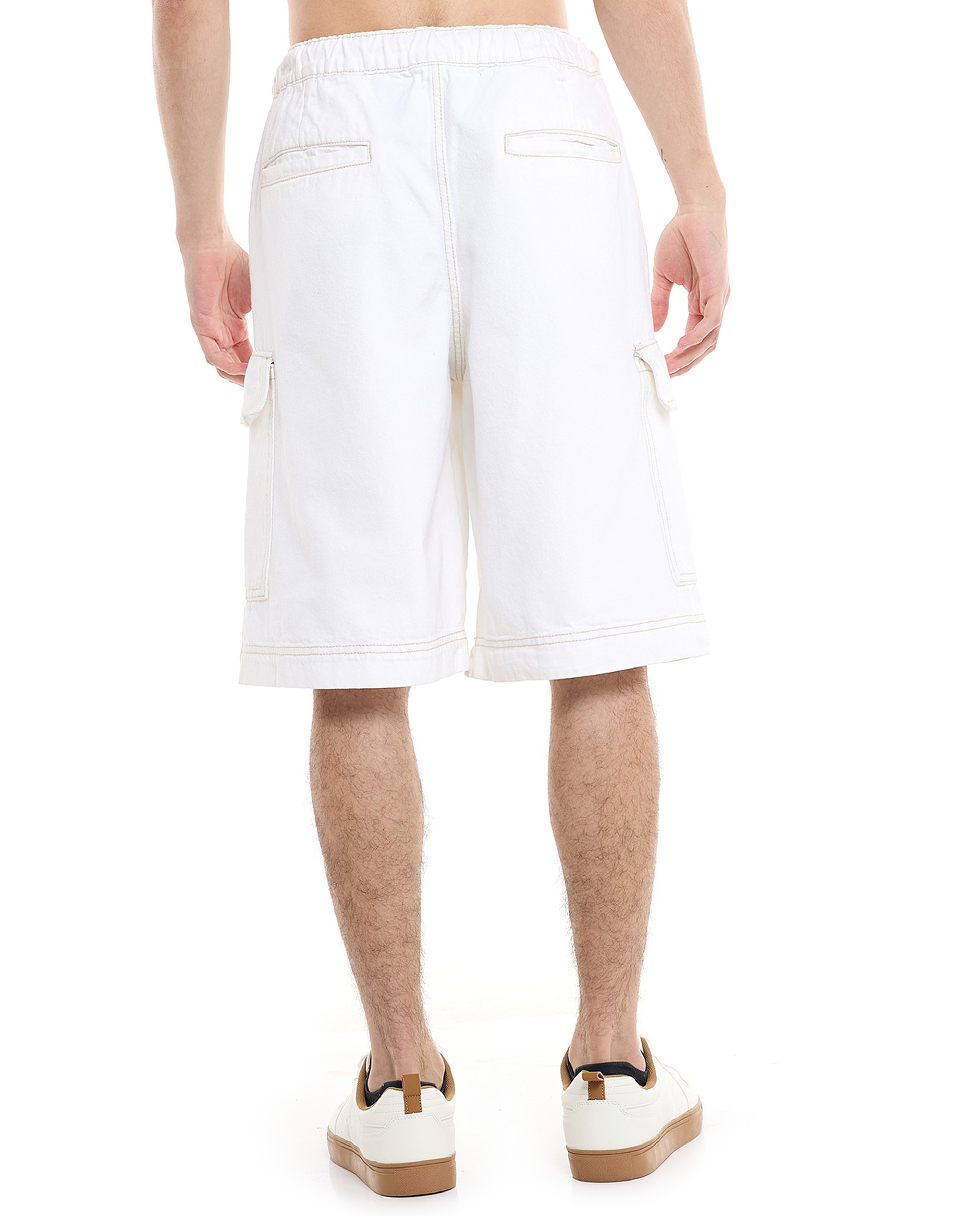 Solid Cargo Shorts with Drawstring Waist