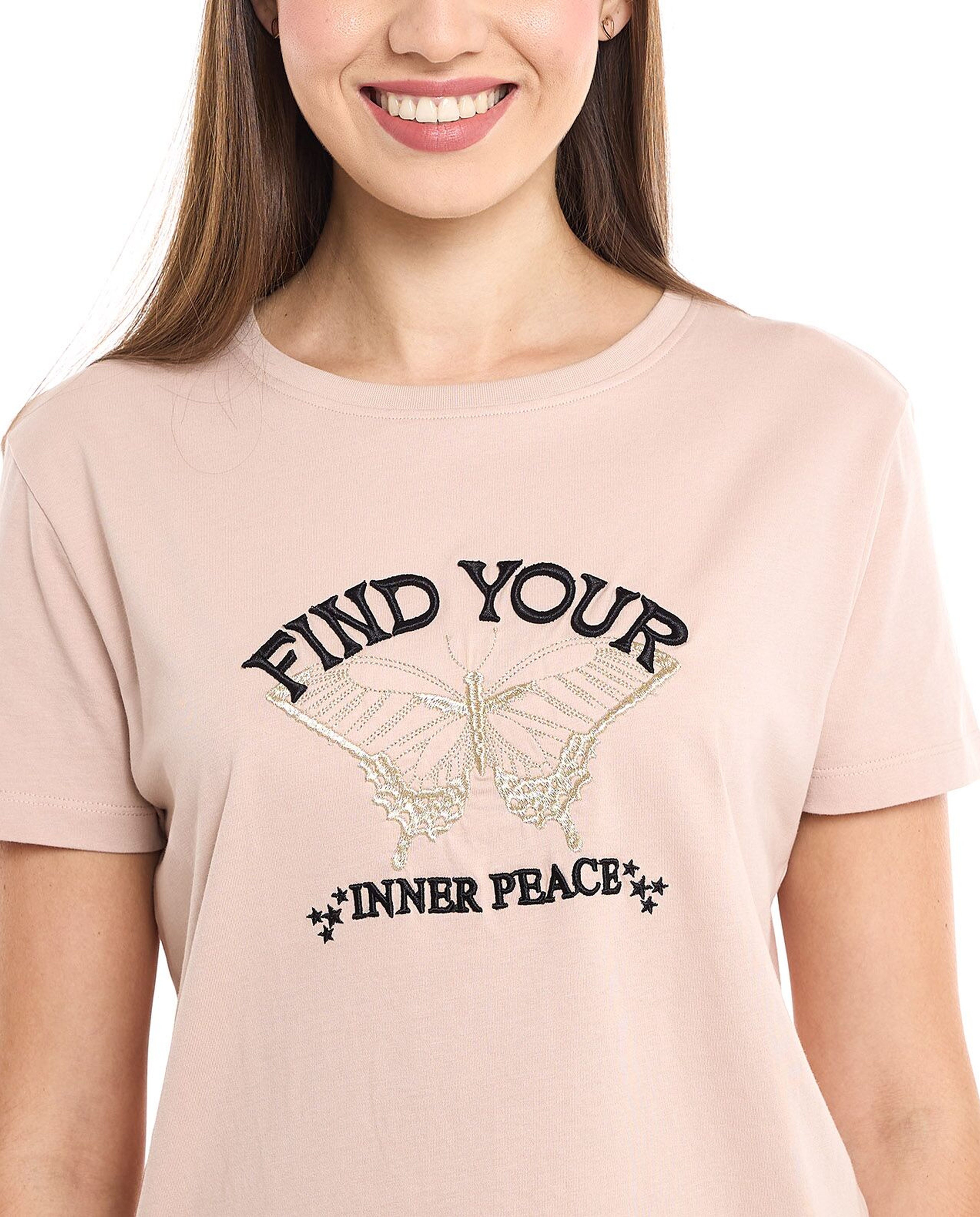 Embroidered T-Shirt with Crew Neck and Short Sleeves