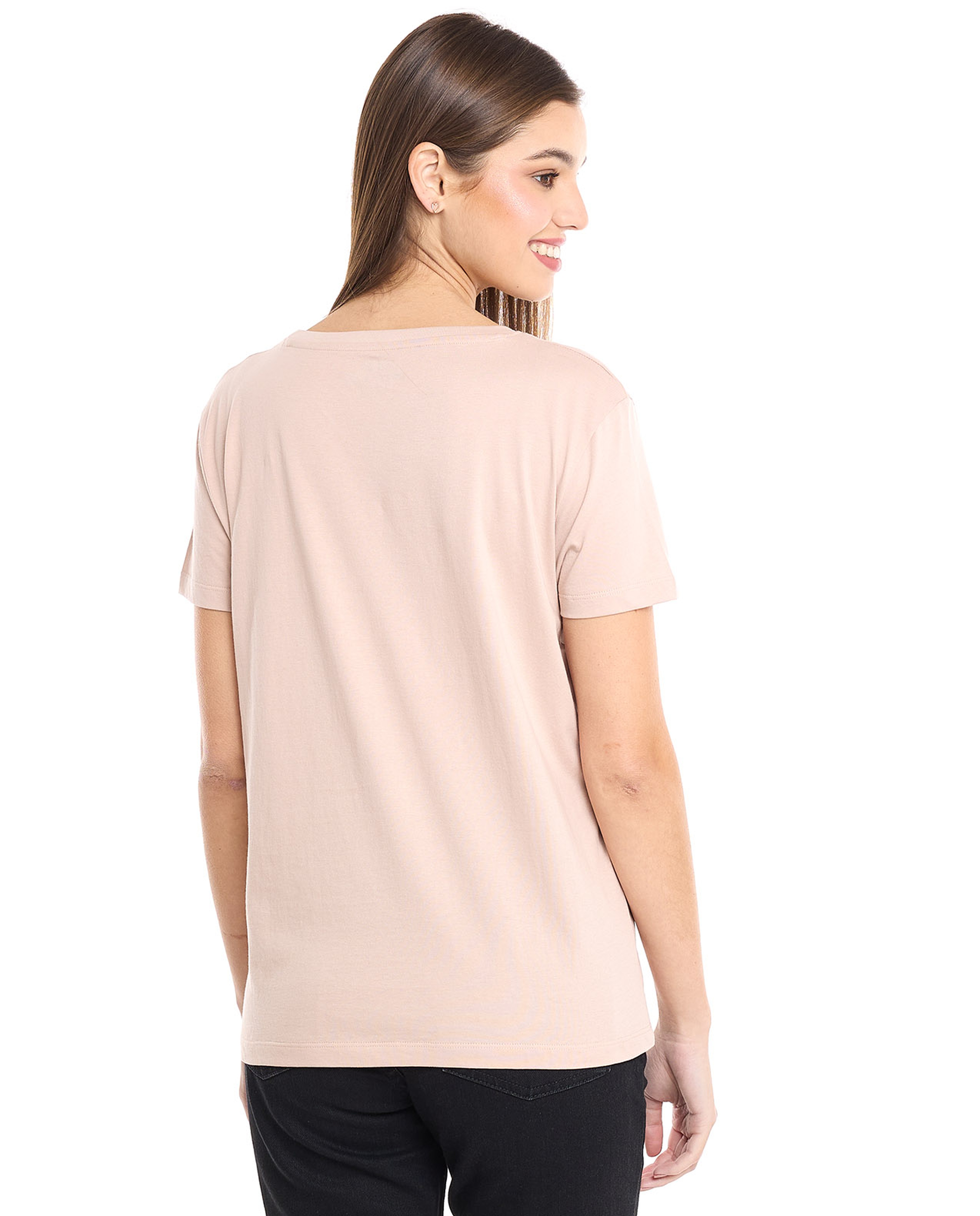 Embroidered T-Shirt with Crew Neck and Short Sleeves