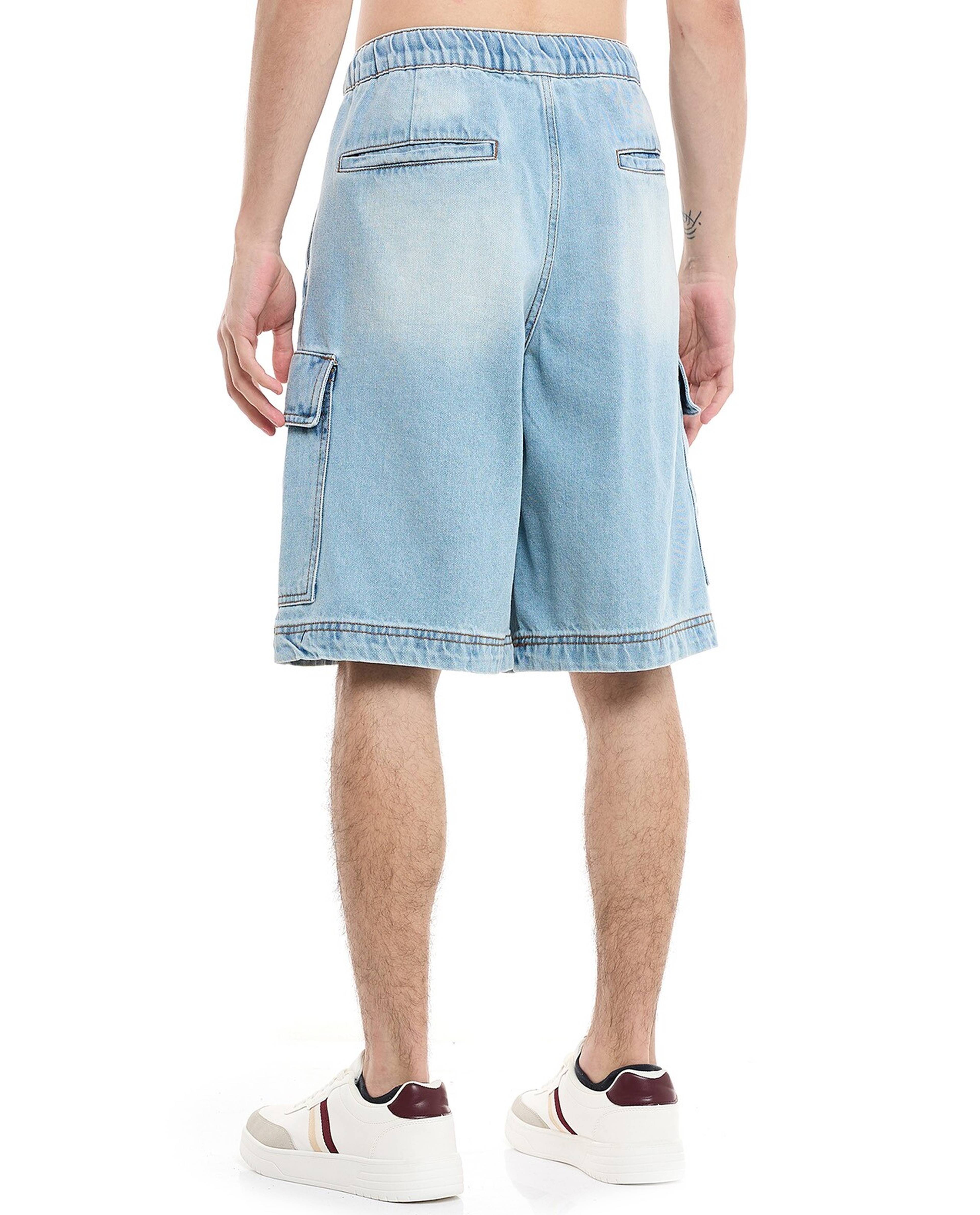 Faded Cargo Shorts with Drawstring Waist