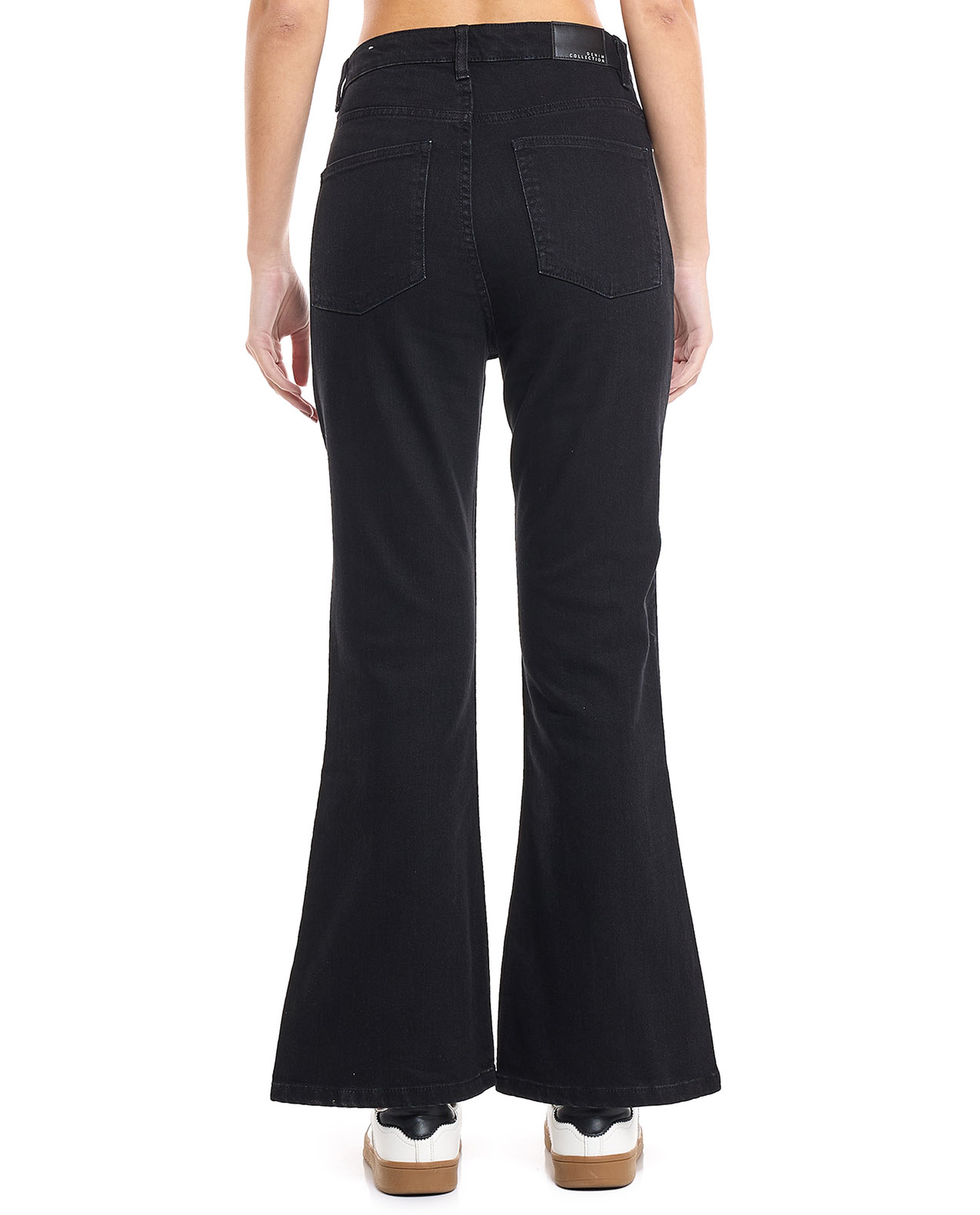 Solid Flared Jeans with Button Closure