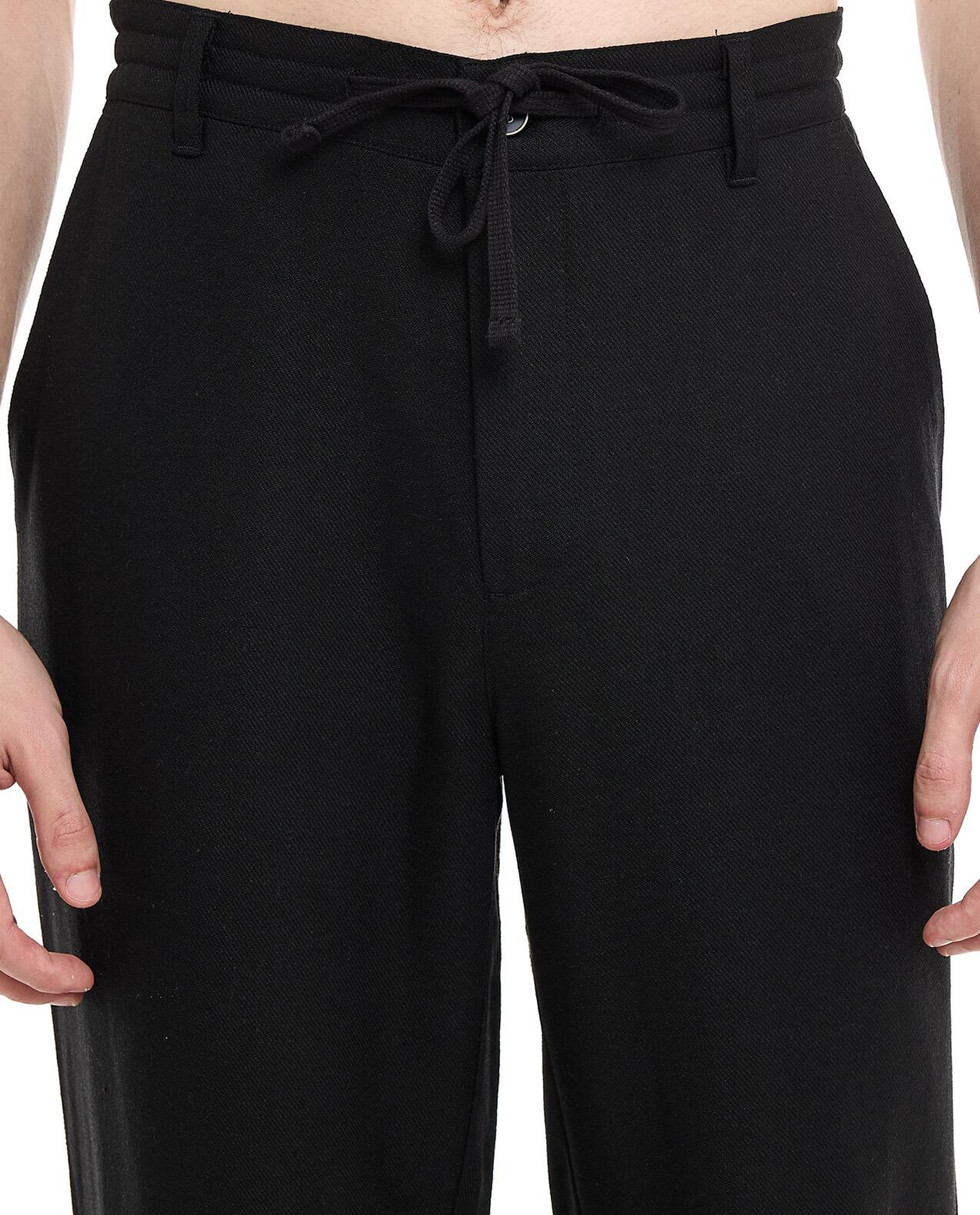 Textured Pants with Drawstring Waist