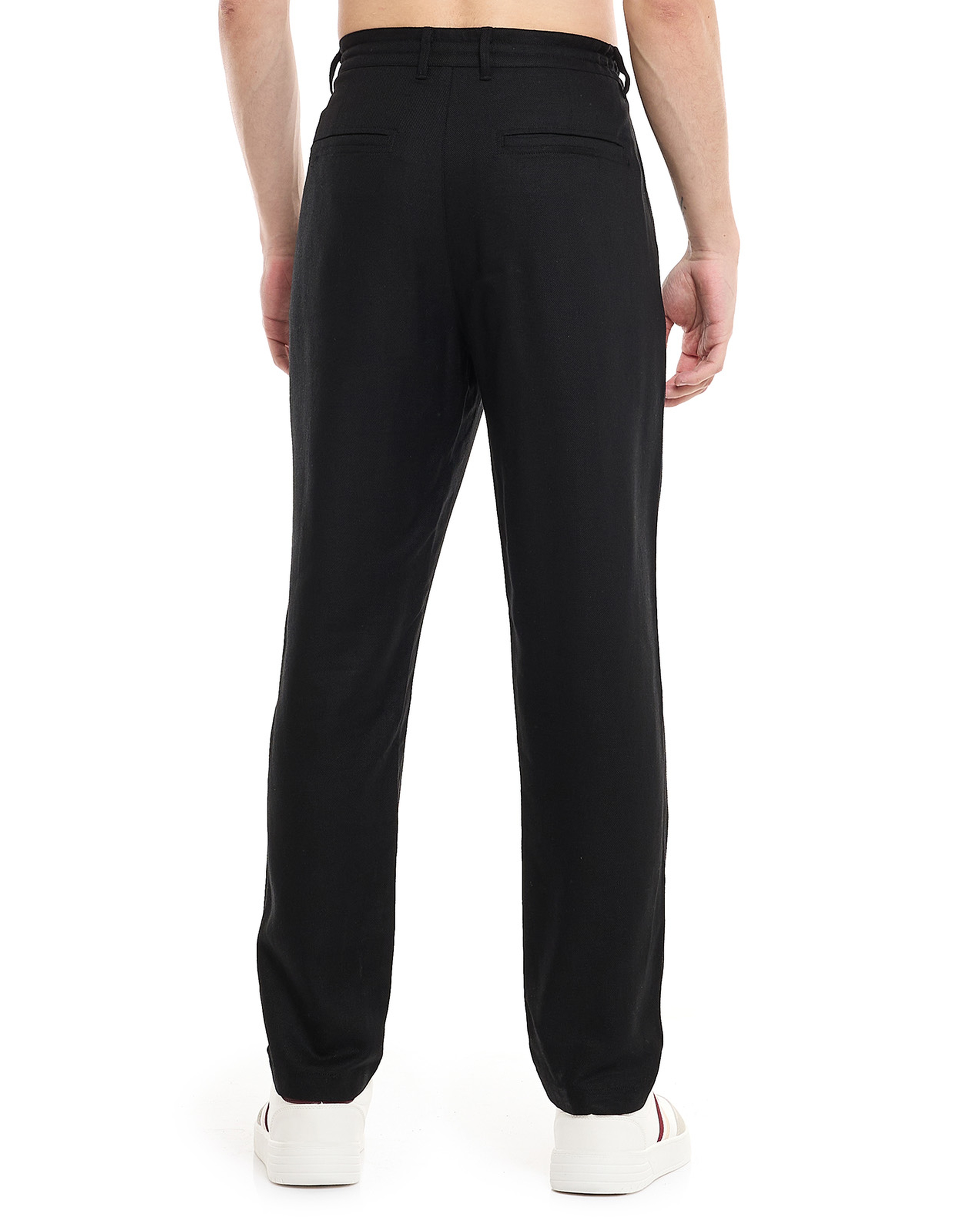 Textured Pants with Drawstring Waist