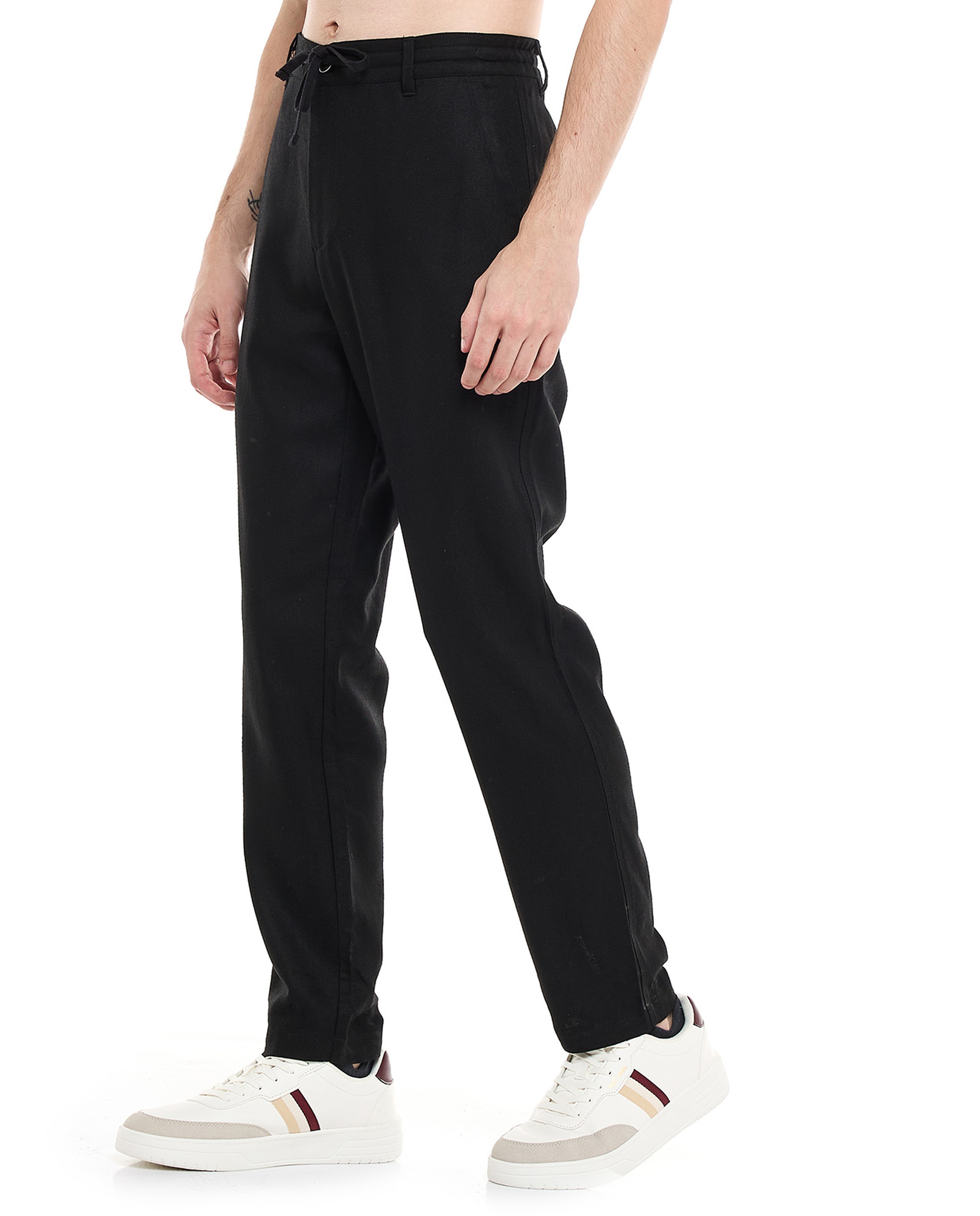 Textured Pants with Drawstring Waist