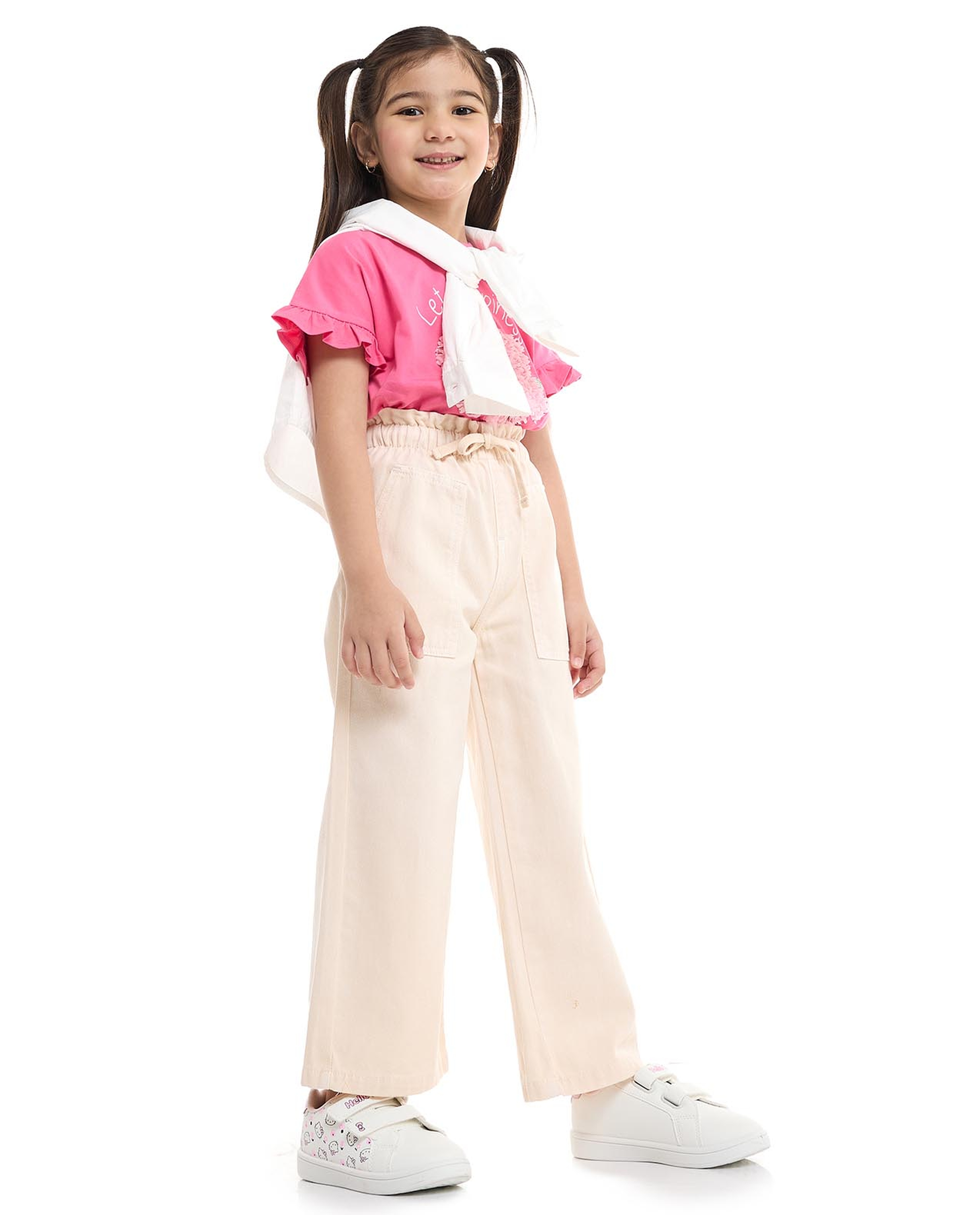 Solid Wide Leg Pants with Drawstring Waist