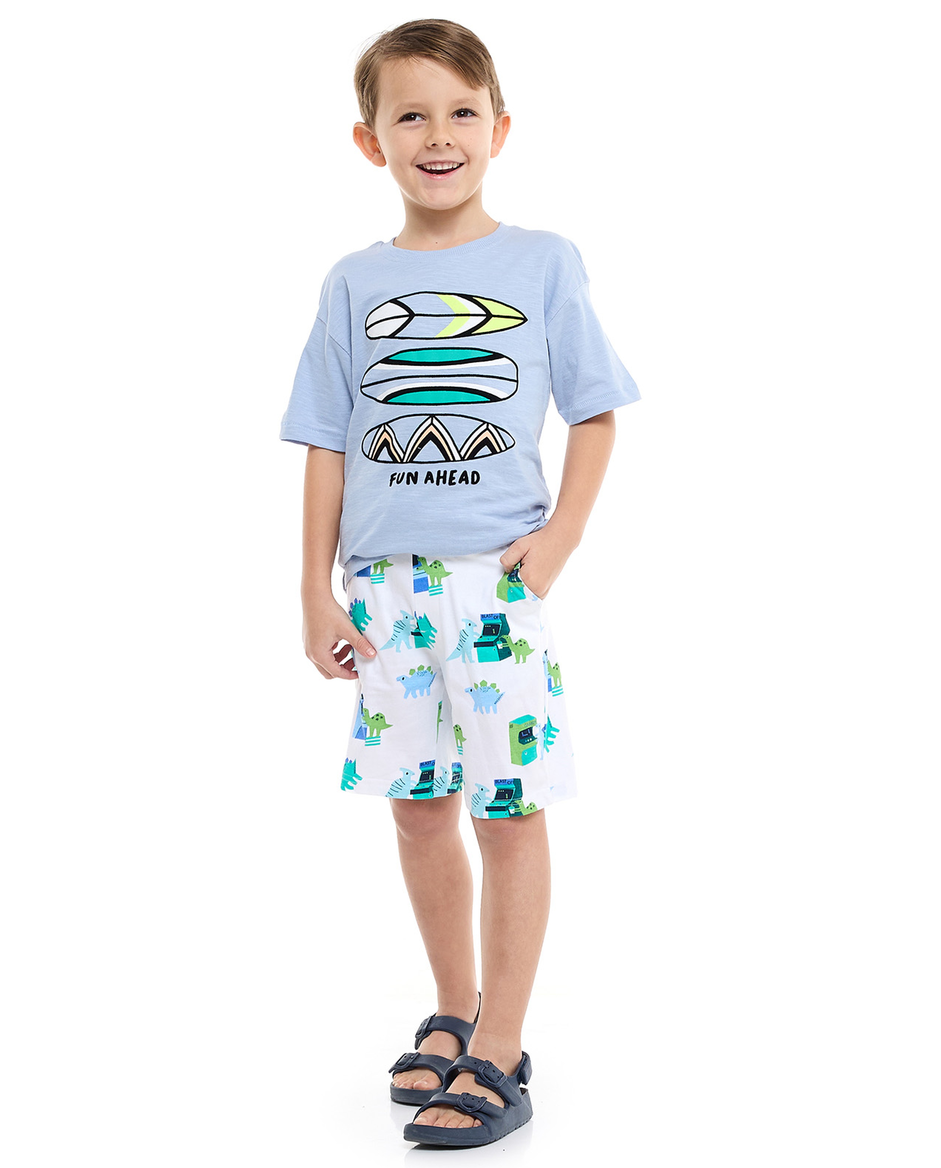 printed Shorts with Drawstring Waist