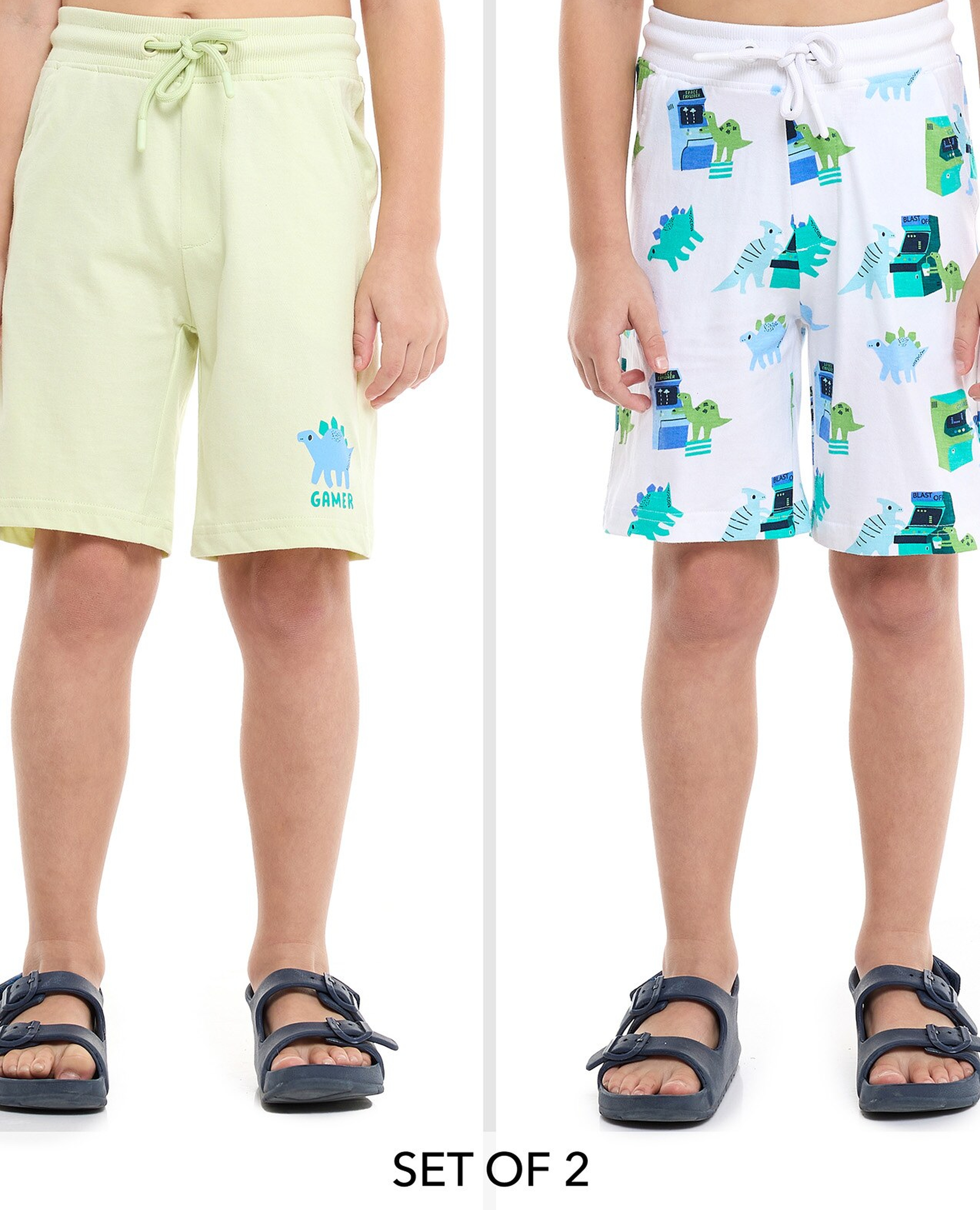 printed Shorts with Drawstring Waist