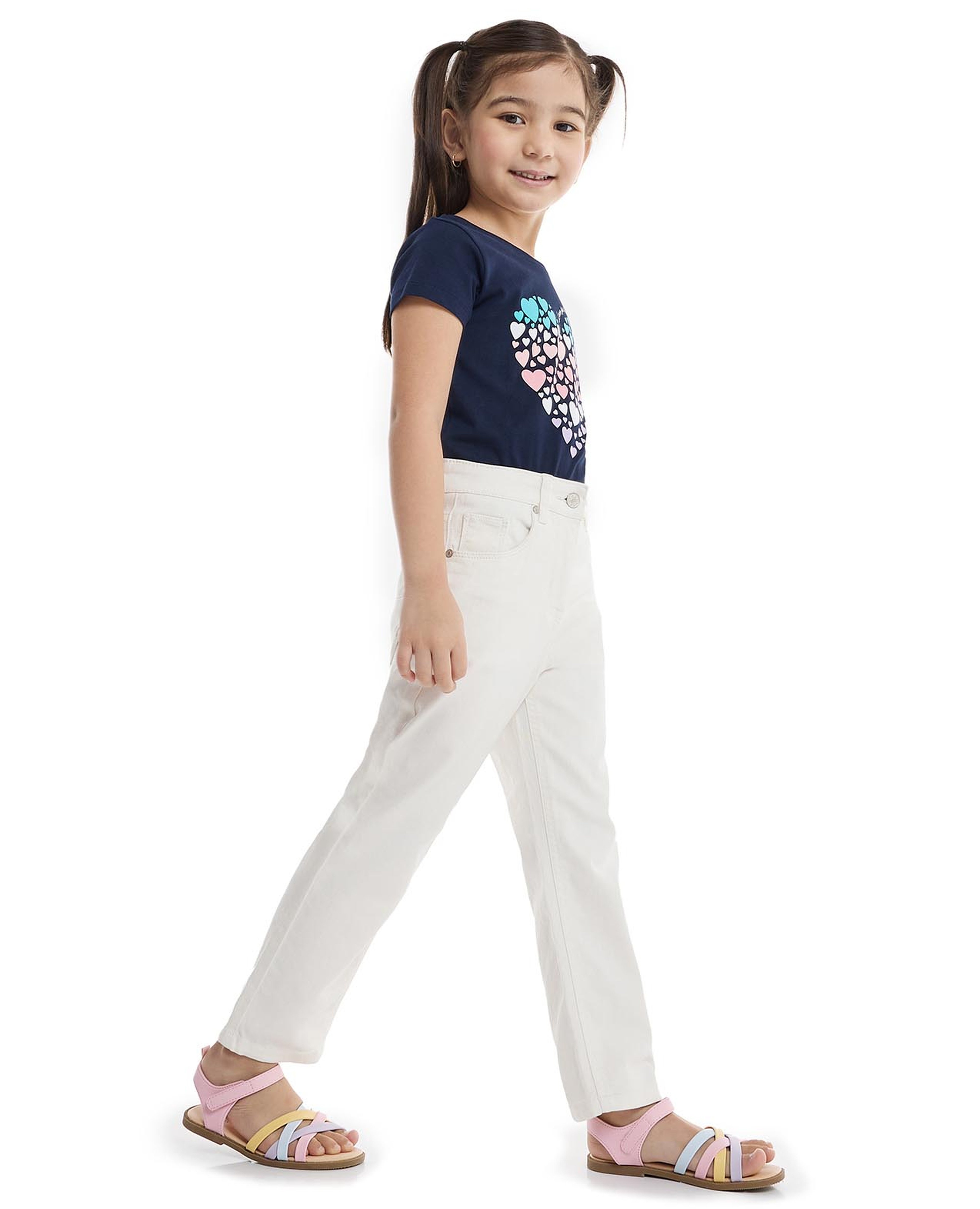 Solid Straight Fit Jeans with Button Closure