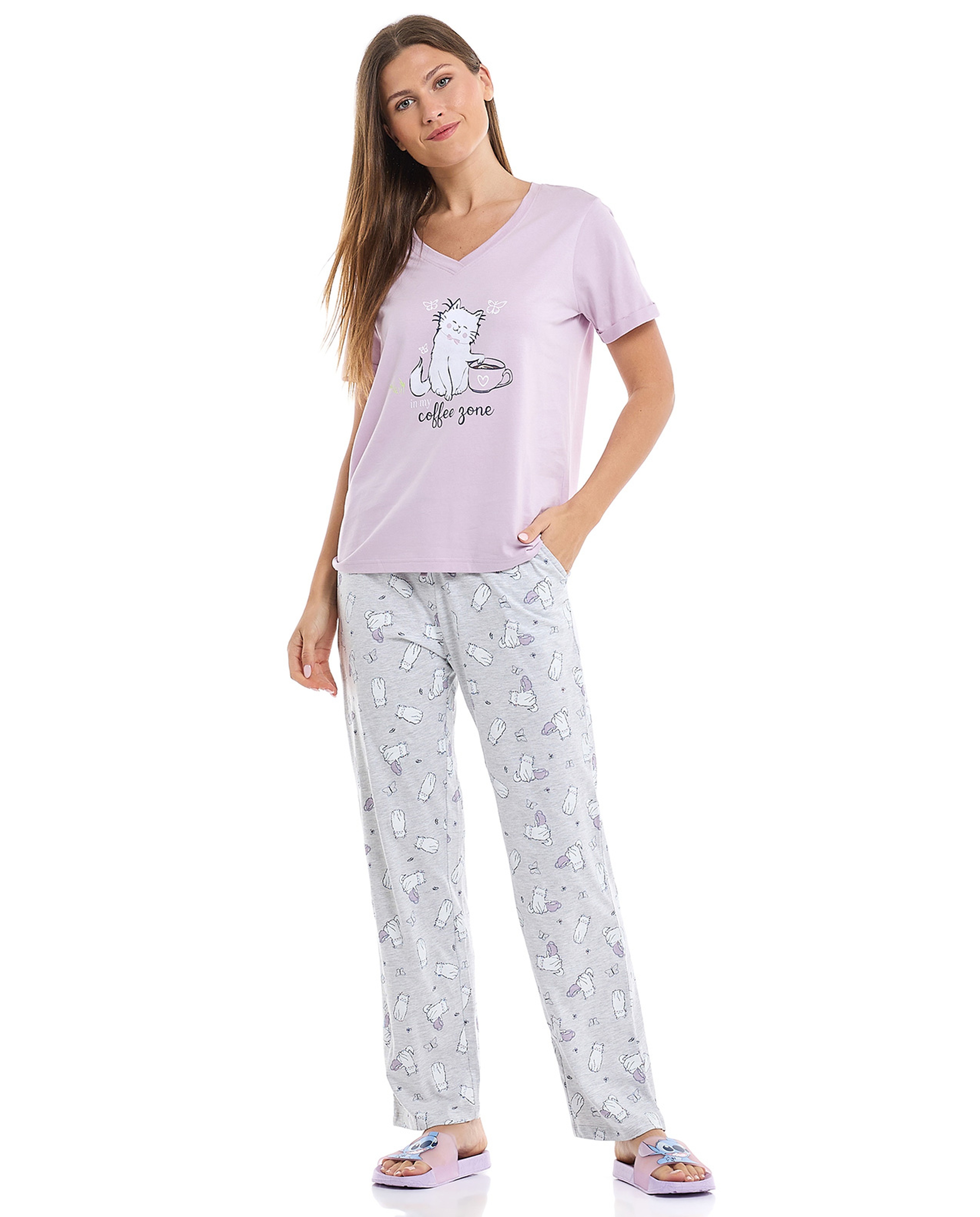 Printed Sleep T-Shirt with Short Sleeves