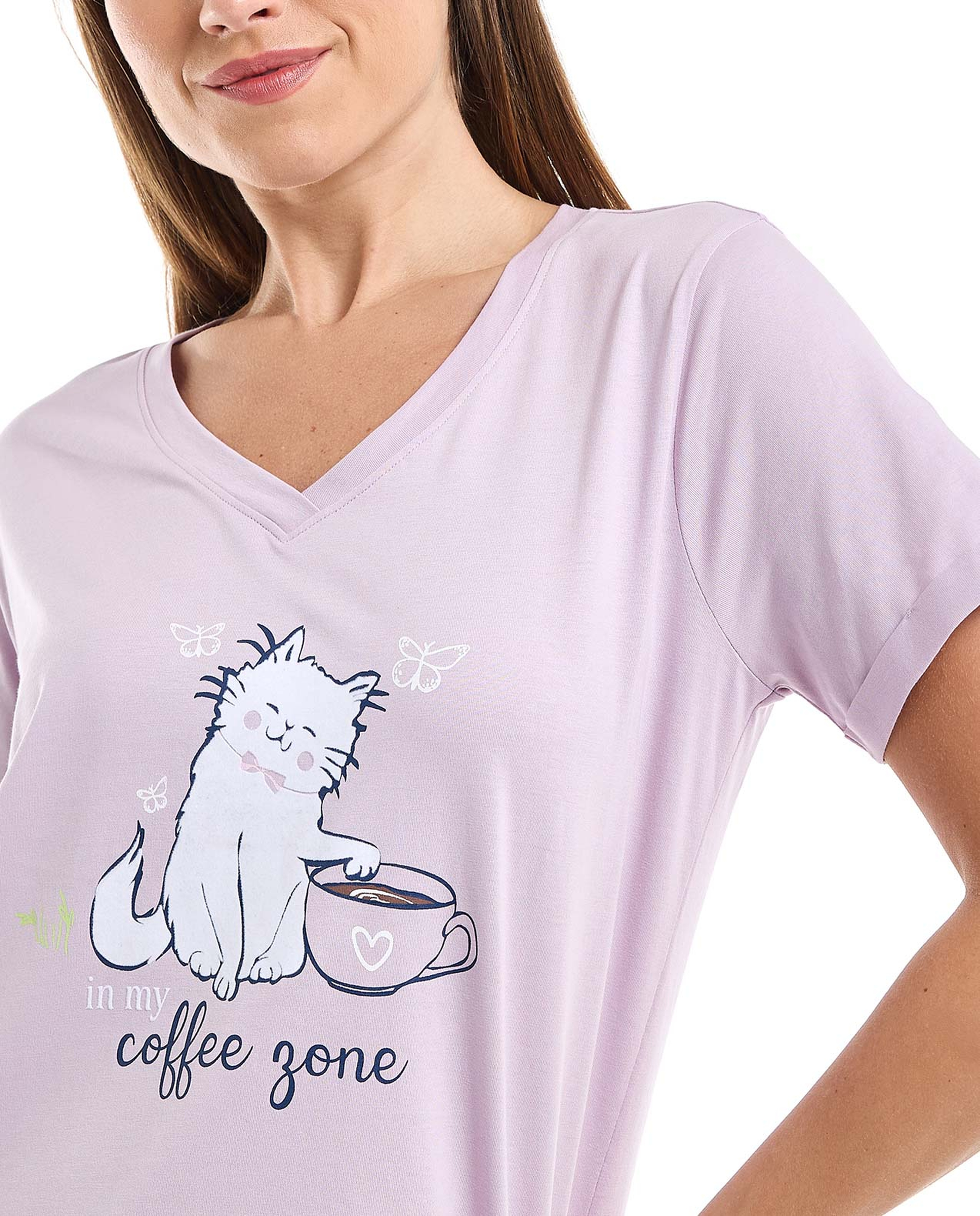 Printed Sleep T-Shirt with Short Sleeves