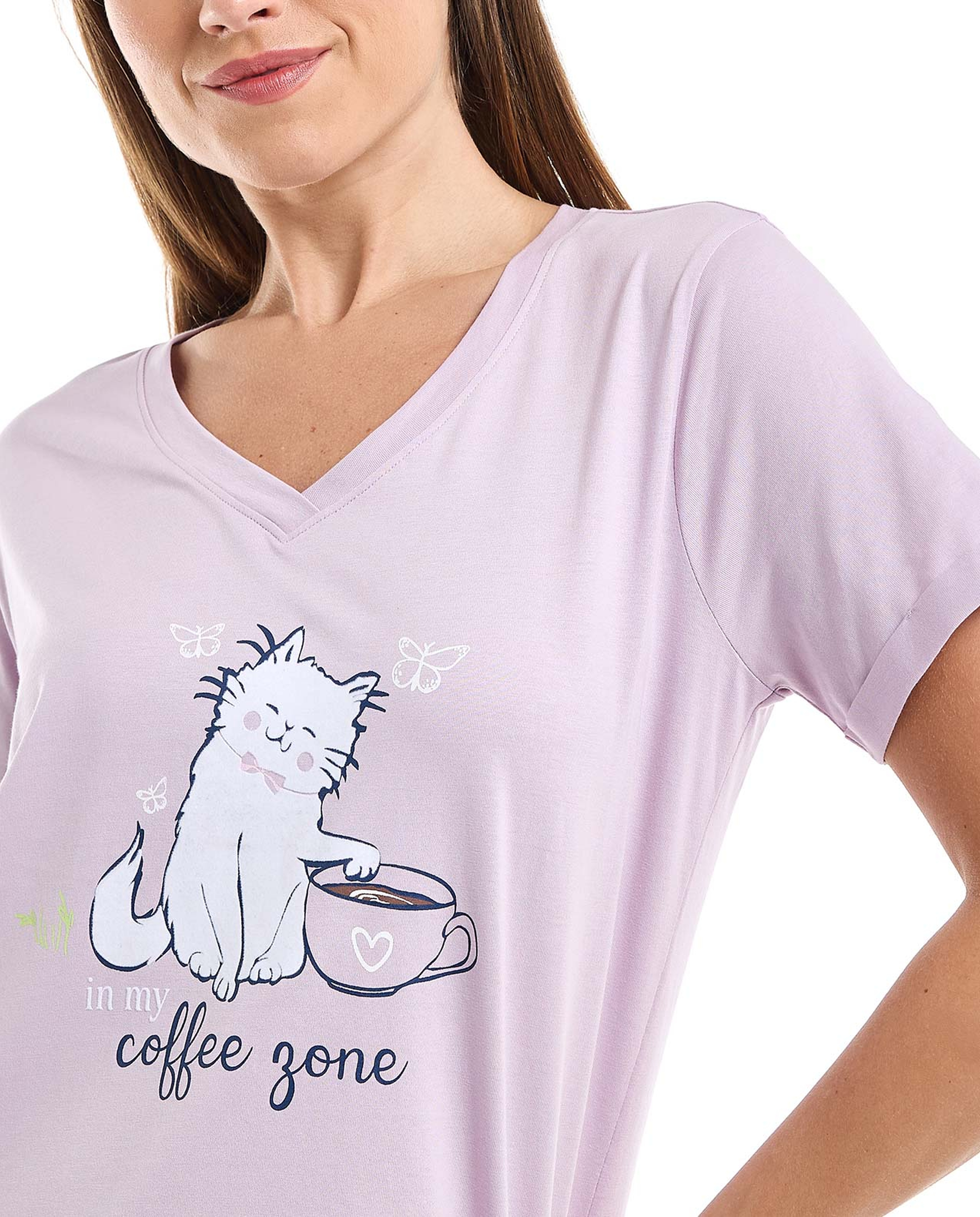 Printed Sleep T-Shirt with Short Sleeves