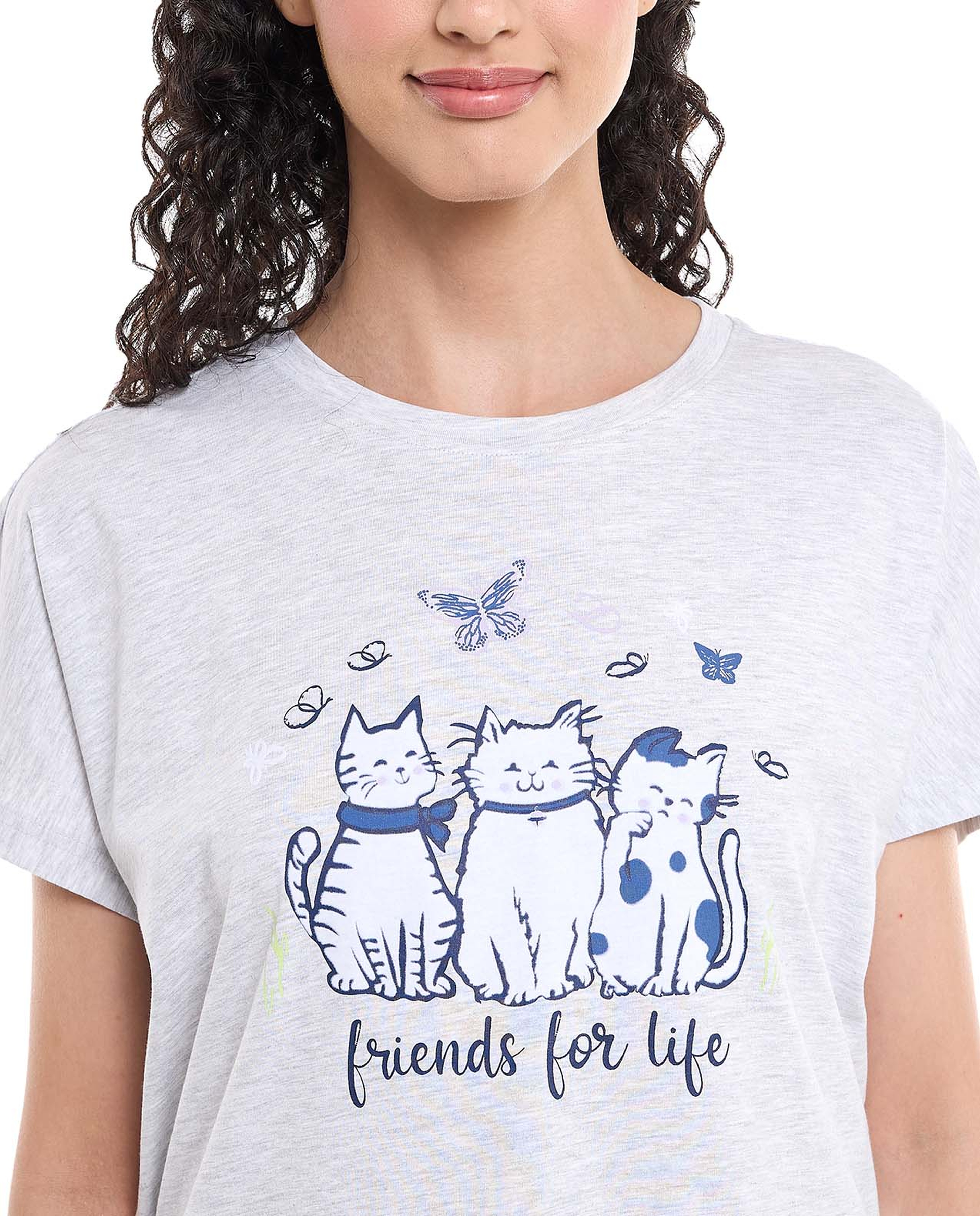 Printed Sleep T-Shirt with Short Sleeves