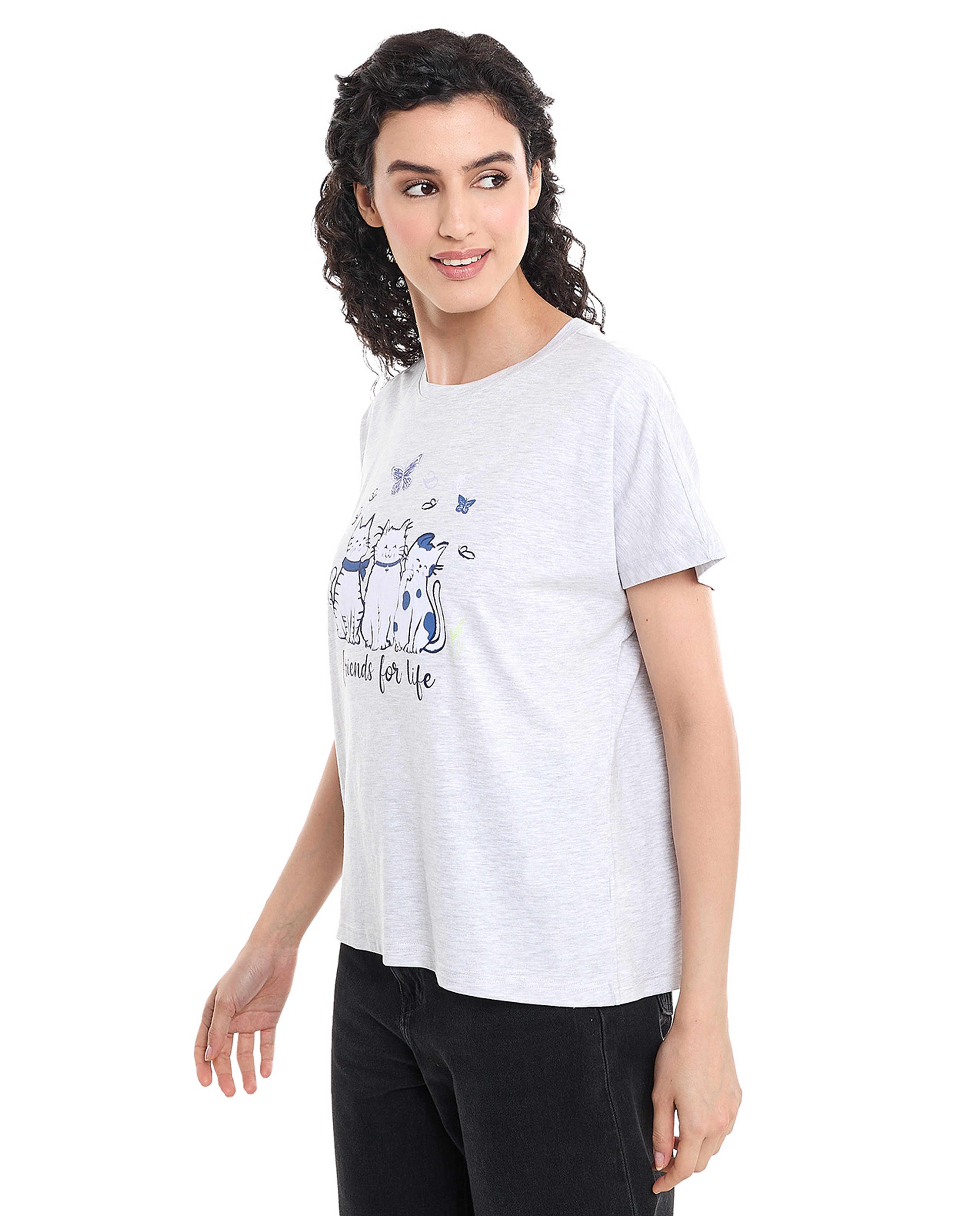 Printed Sleep T-Shirt with Short Sleeves