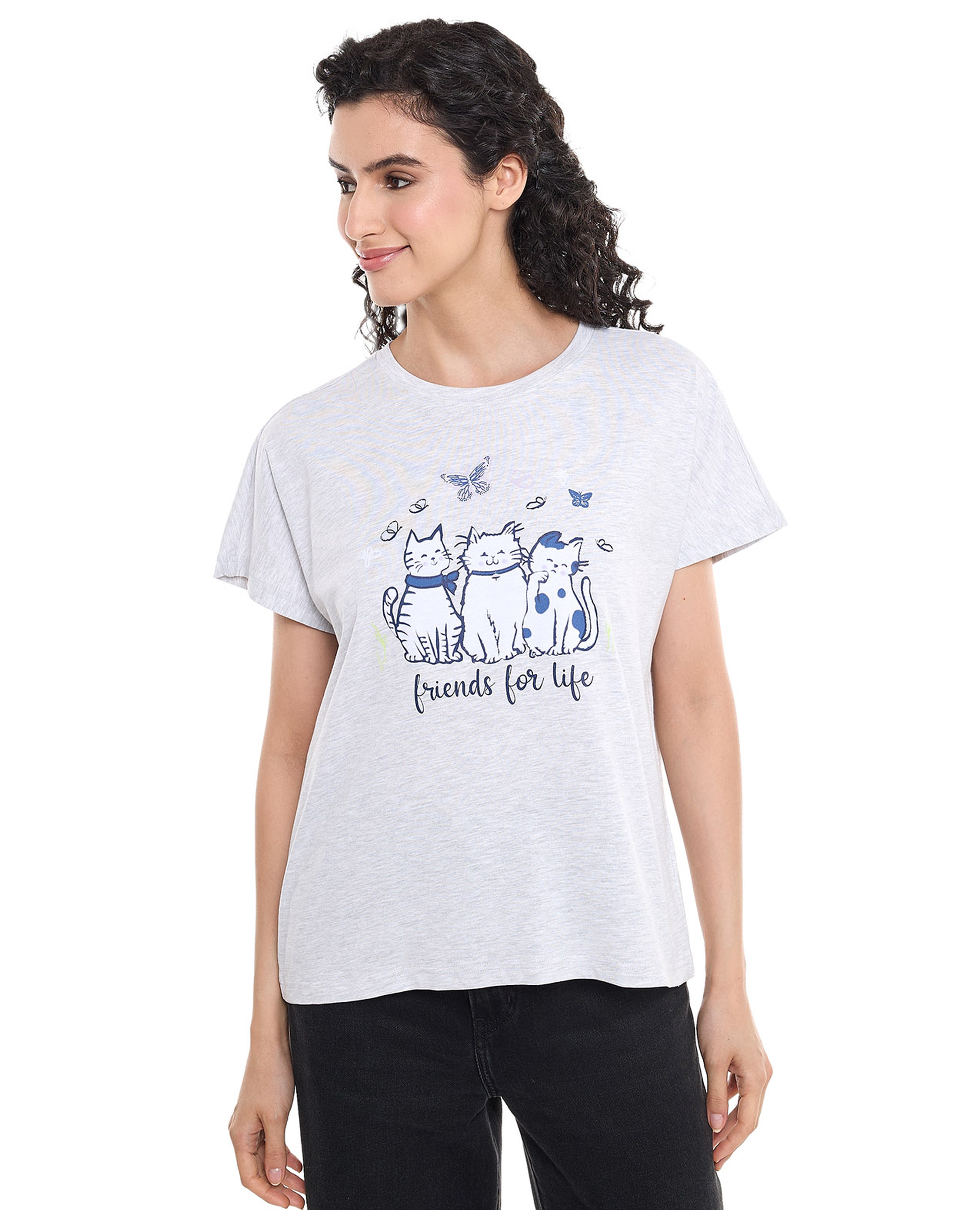 Printed Sleep T-Shirt with Short Sleeves