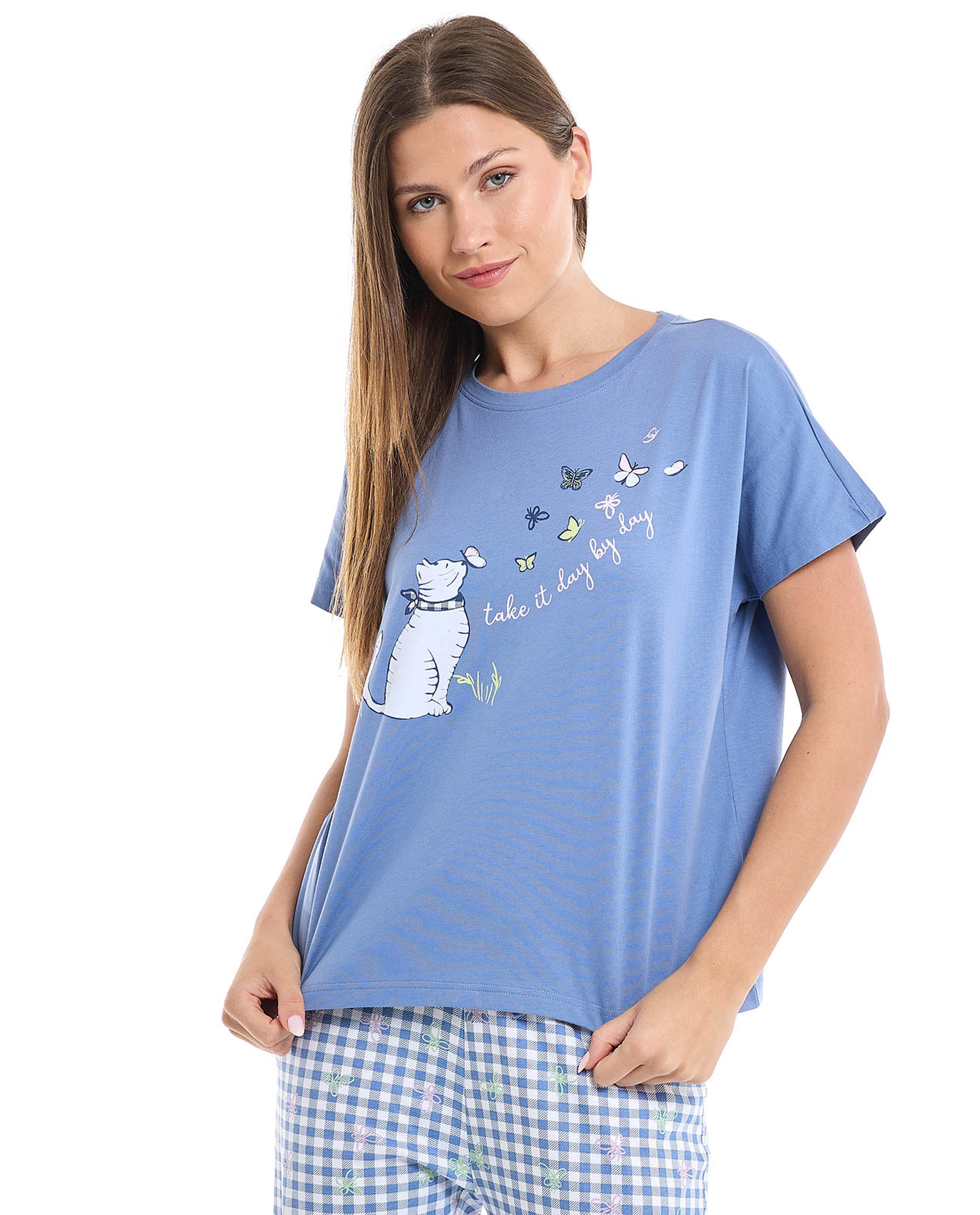 Printed Sleep T-Shirt with Short Sleeves