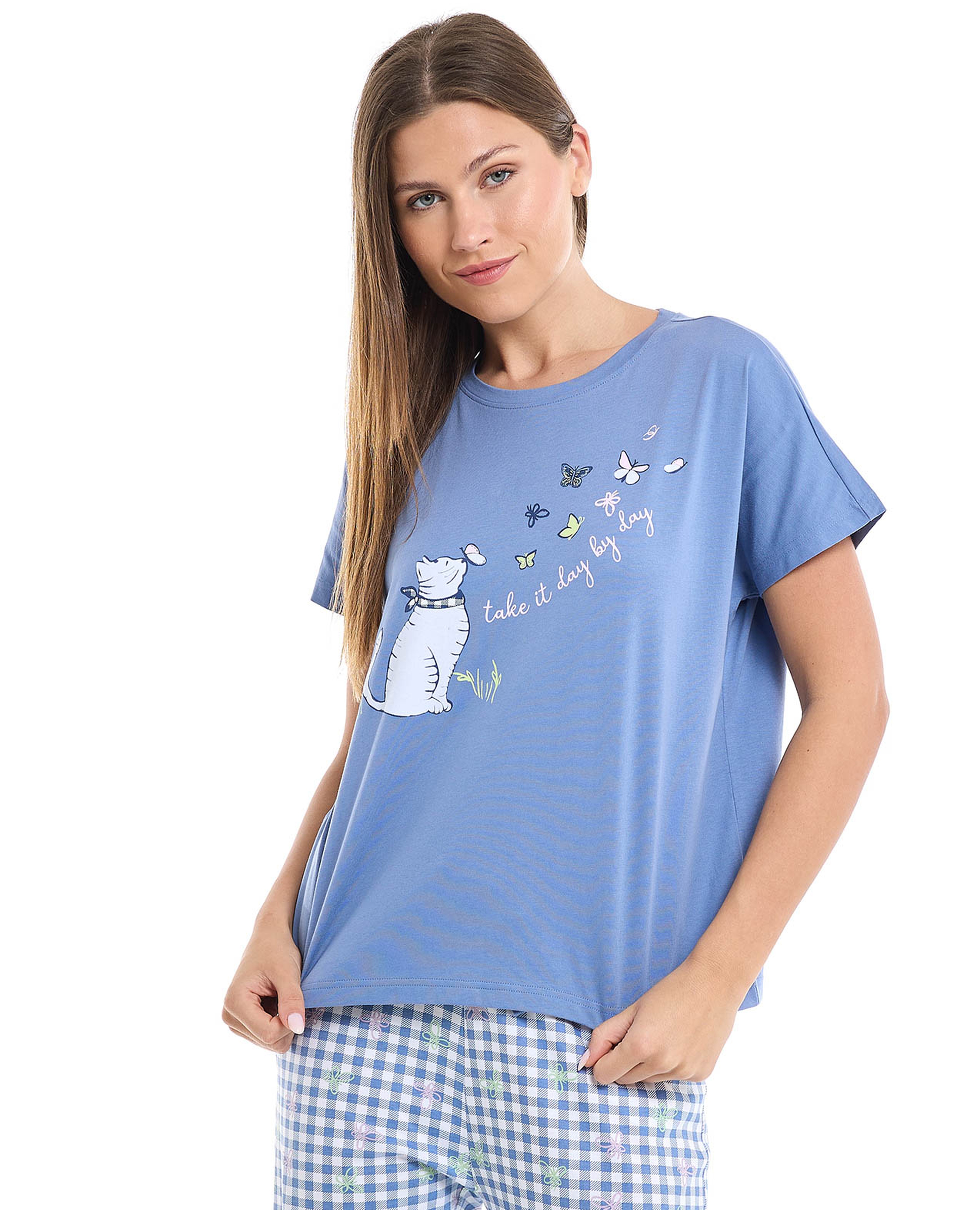 Printed Sleep T-Shirt with Short Sleeves